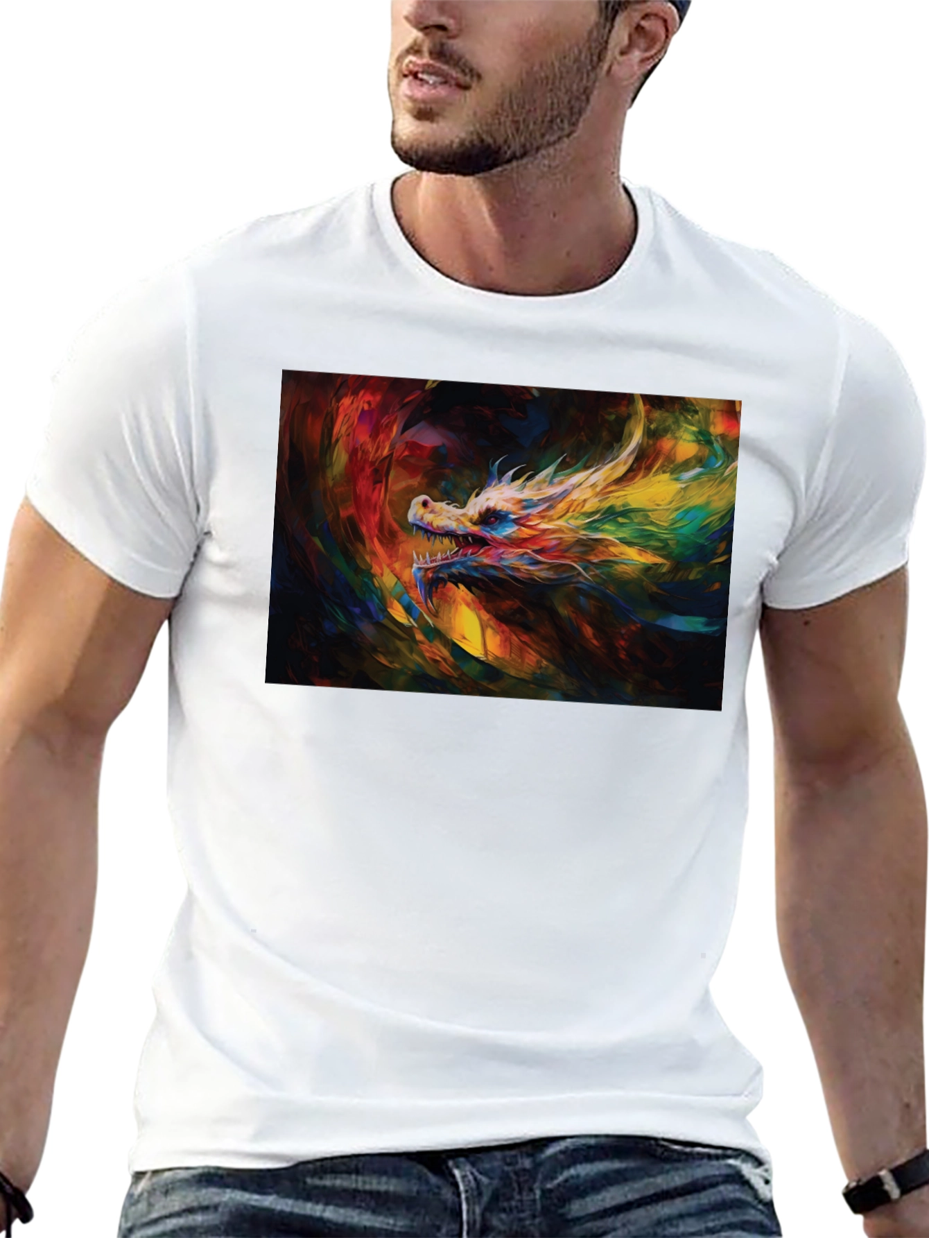 Black Colorful Dragon Graphic Tee - Unique Artistic Design view 13