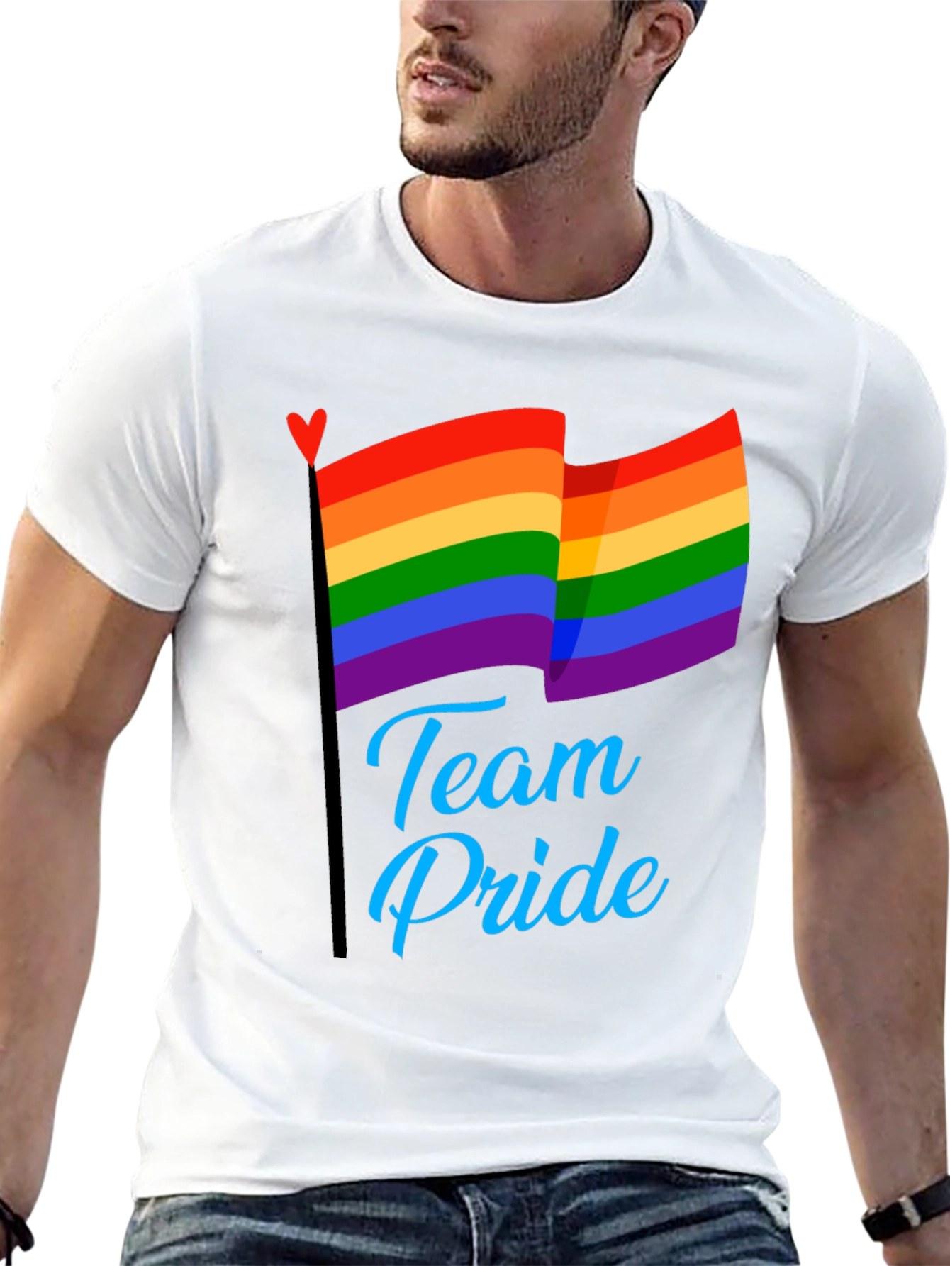 Black Team Pride LGBT Rainbow Flag Graphic T-Shirt view 13