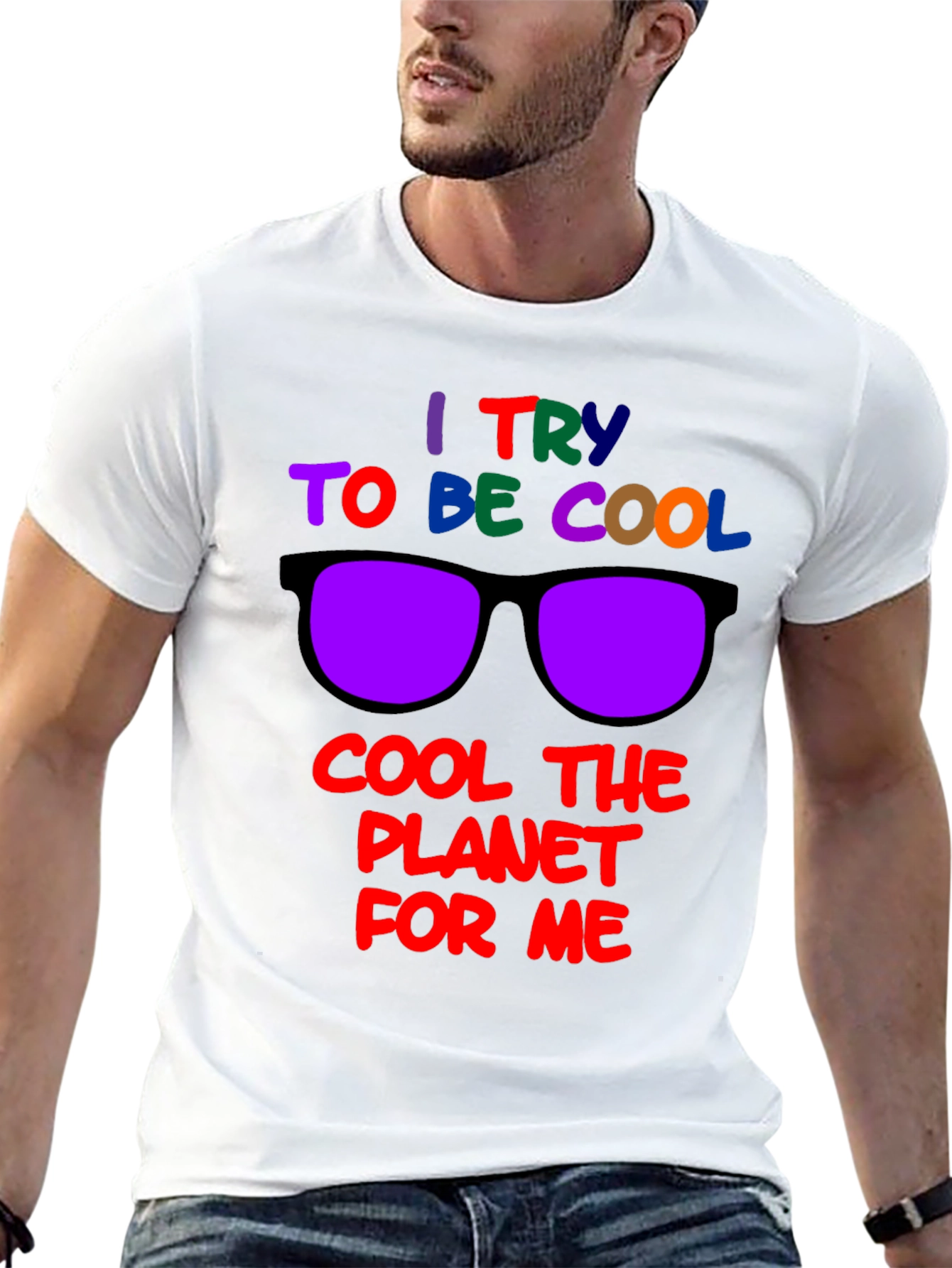Black Cool Planet T-Shirt: I Try to Be Cool Design view 13