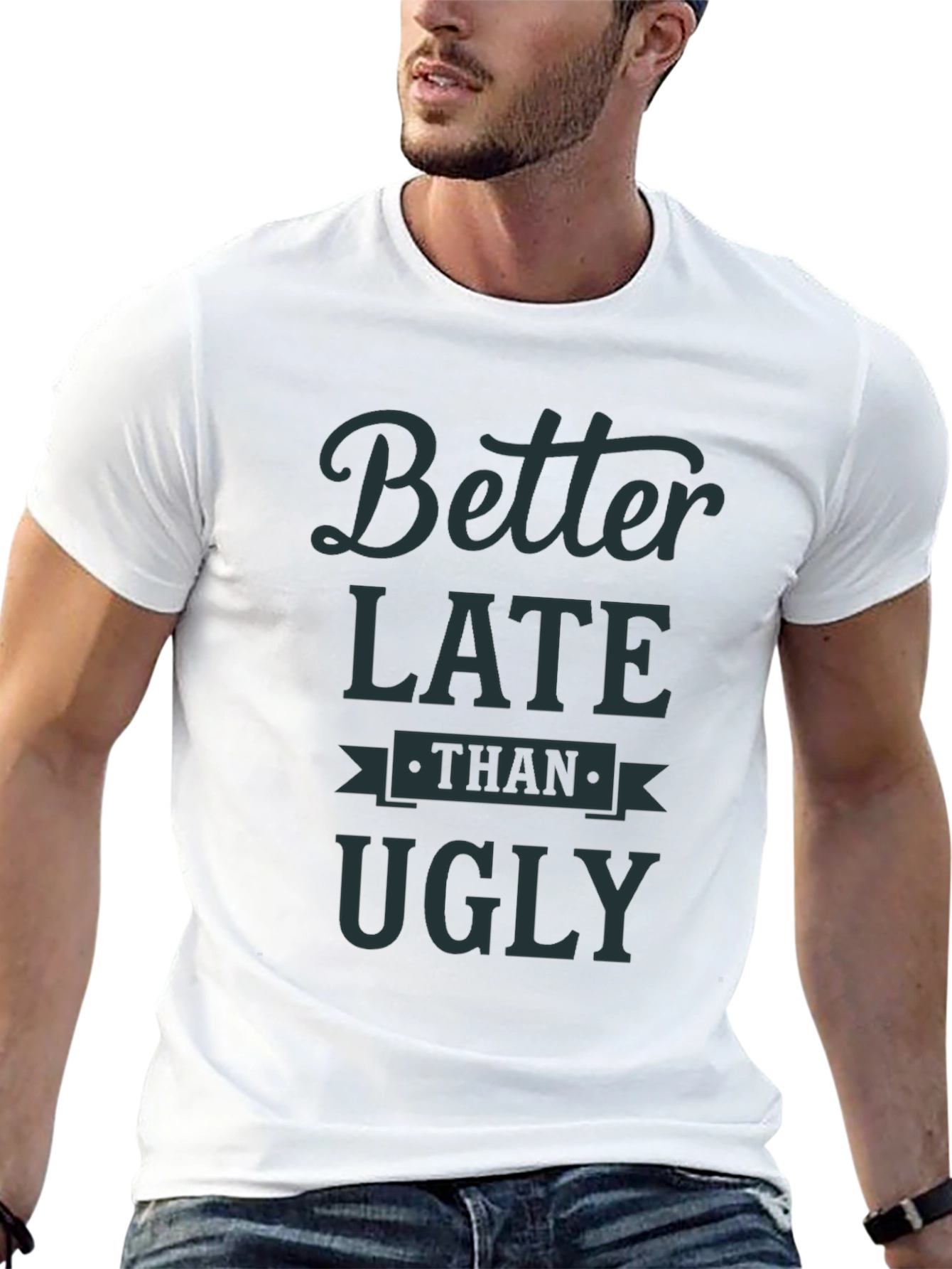 Black Better Late Than Ugly Graphic Tee - Men's Black T-Shirt view 13