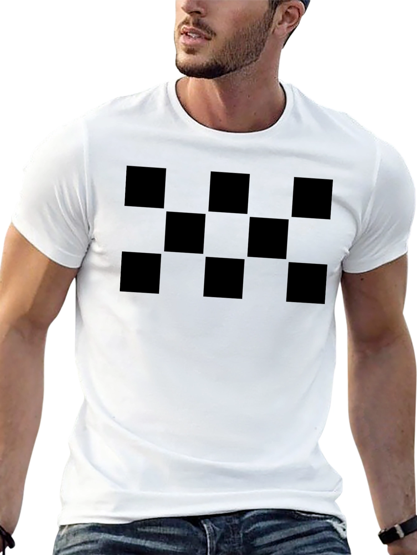 Black Black Checkerboard Graphic Tee view 13