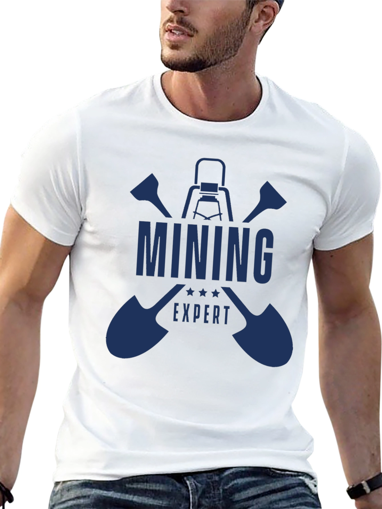 Black Mining Expert Graphic Tee - Black Cotton T-Shirt view 13