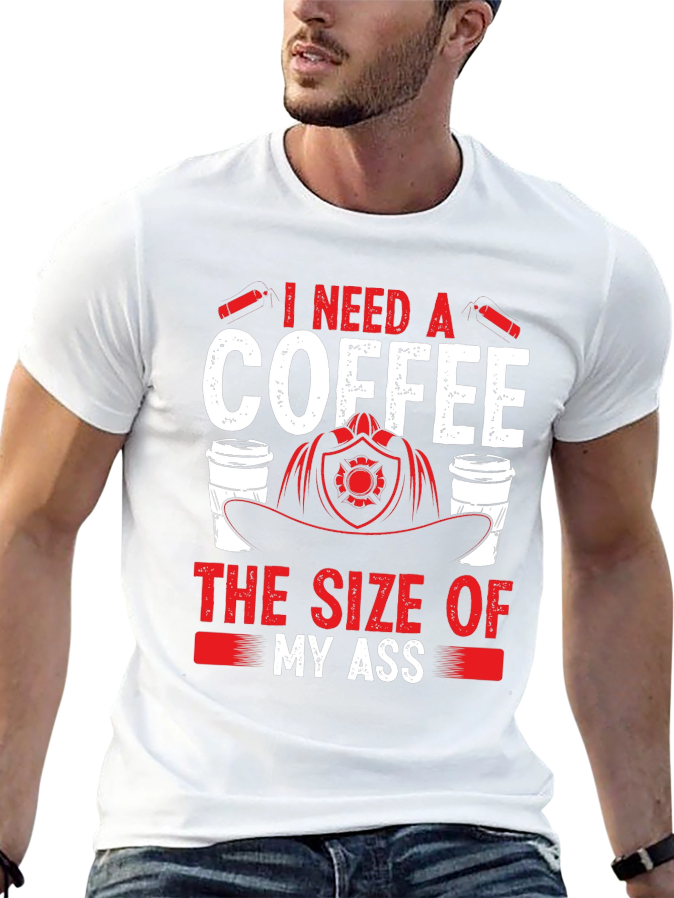 Black Funny Firefighter Coffee T-Shirt view 13