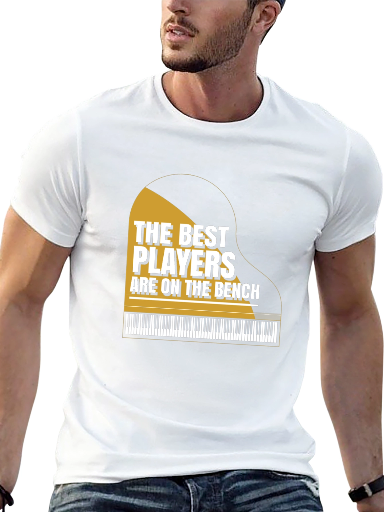 Black Piano Player T-Shirt - "The Best Players Are On The Bench" view 13
