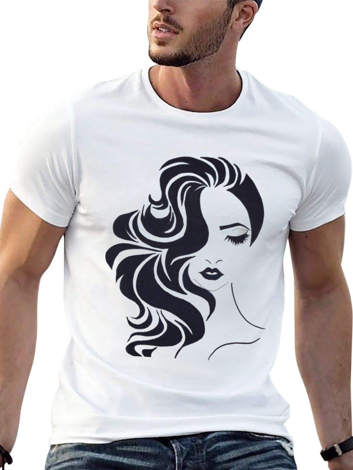 Black Woman's Portrait Graphic Black T-Shirt view 13