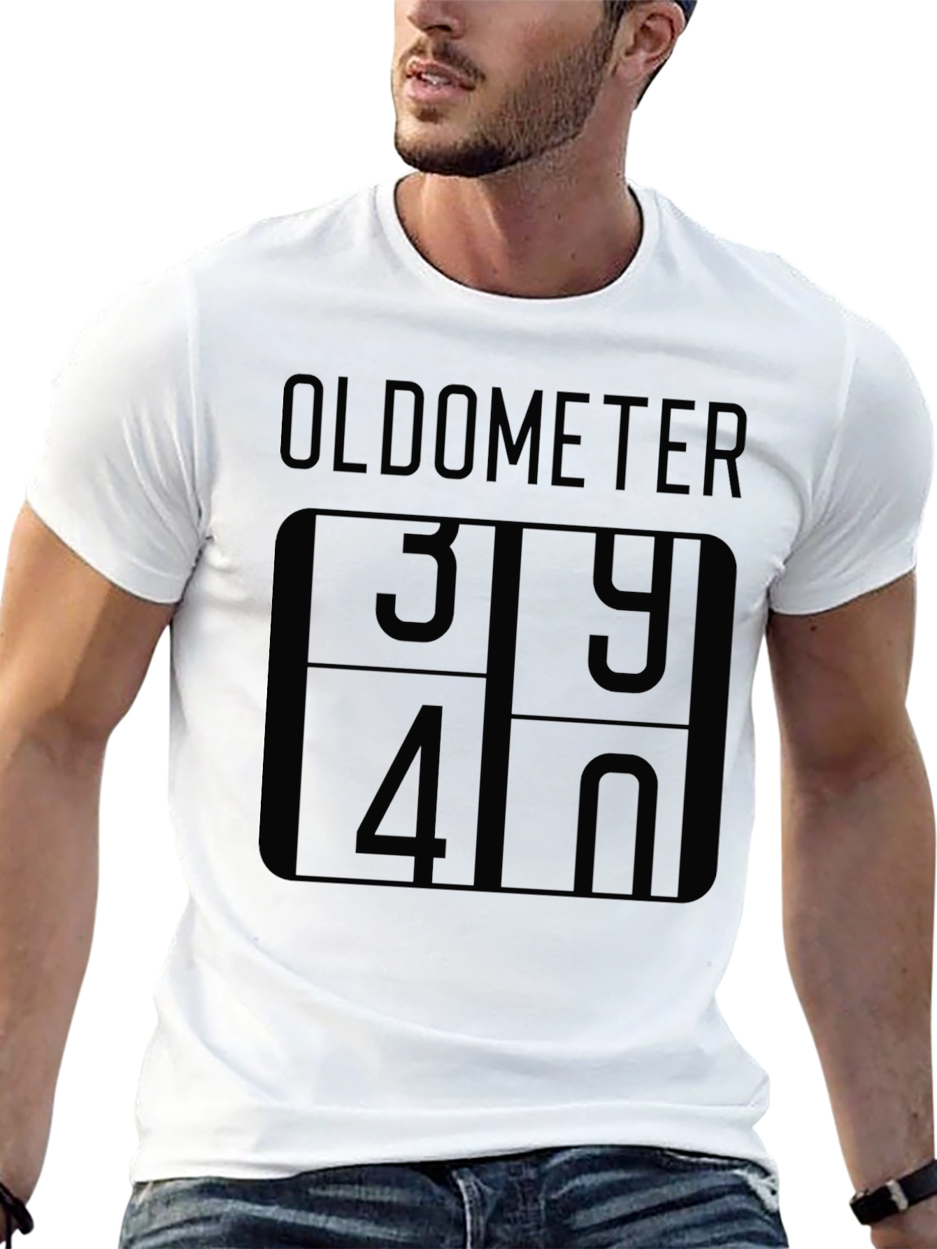 Black Oldometer 39-40 Novelty Graphic T-Shirt view 13