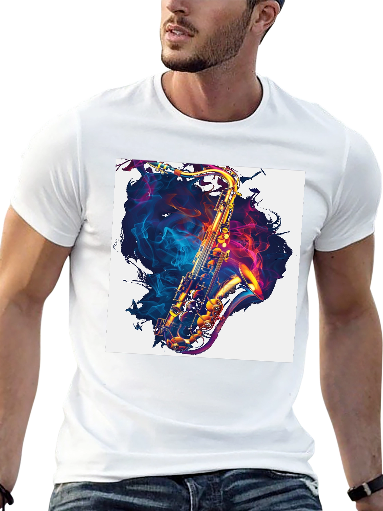 Black Saxophone Graphic Print Tee view 13
