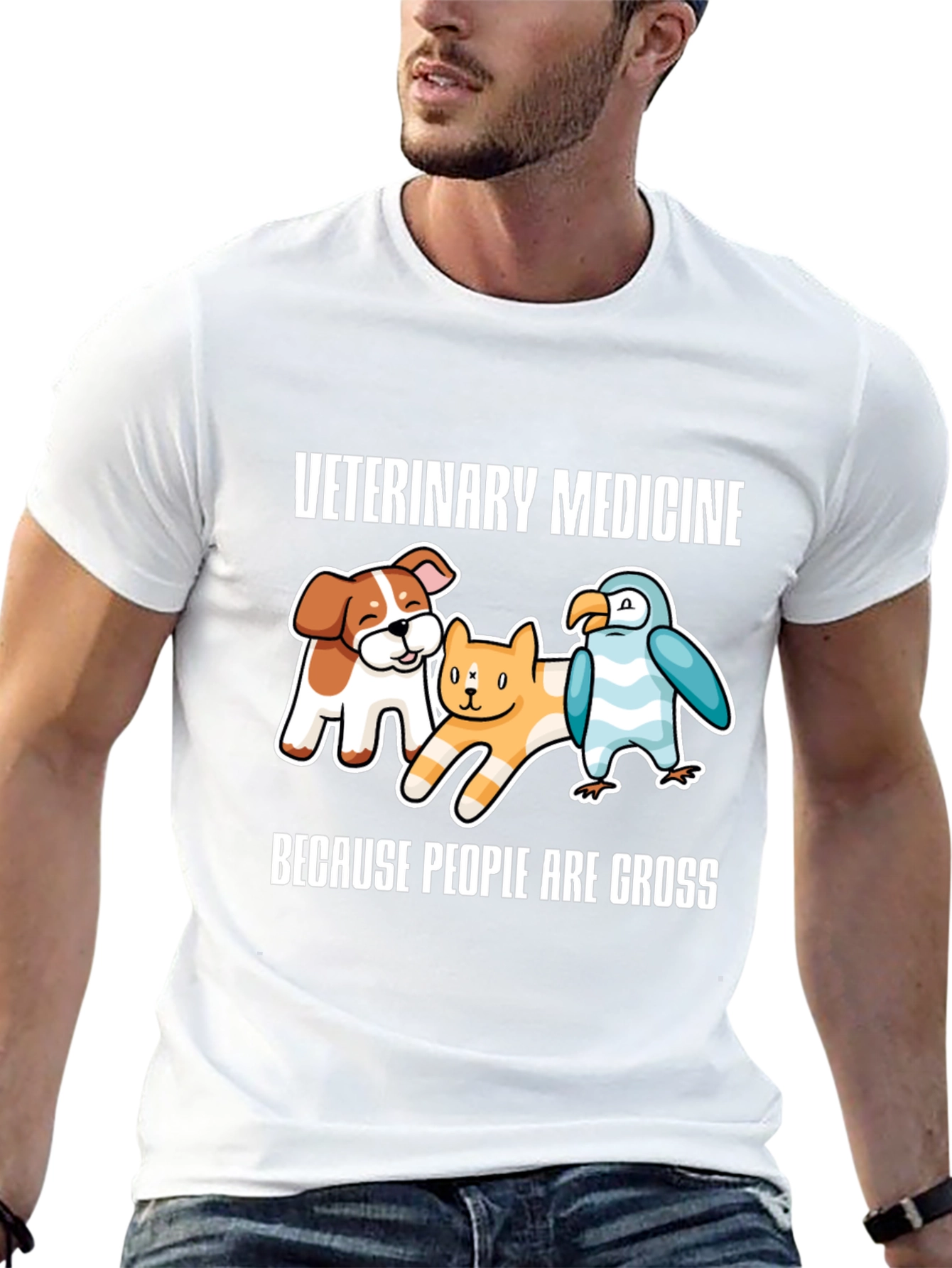 Black Veterinary Medicine Cartoon Graphic Tee view 13