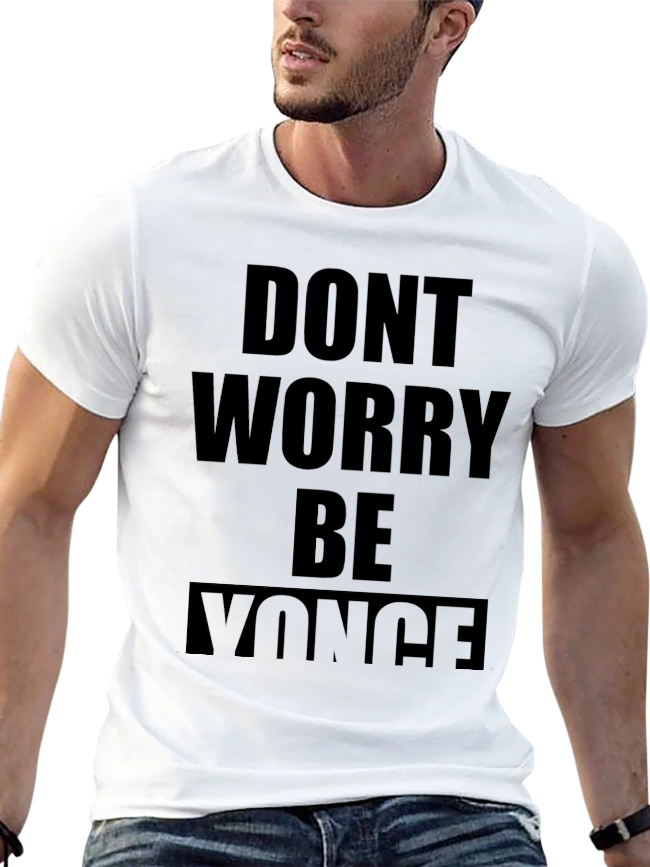 Black Don't Worry Be Yonce T-Shirt - Men's Black Tee view 13
