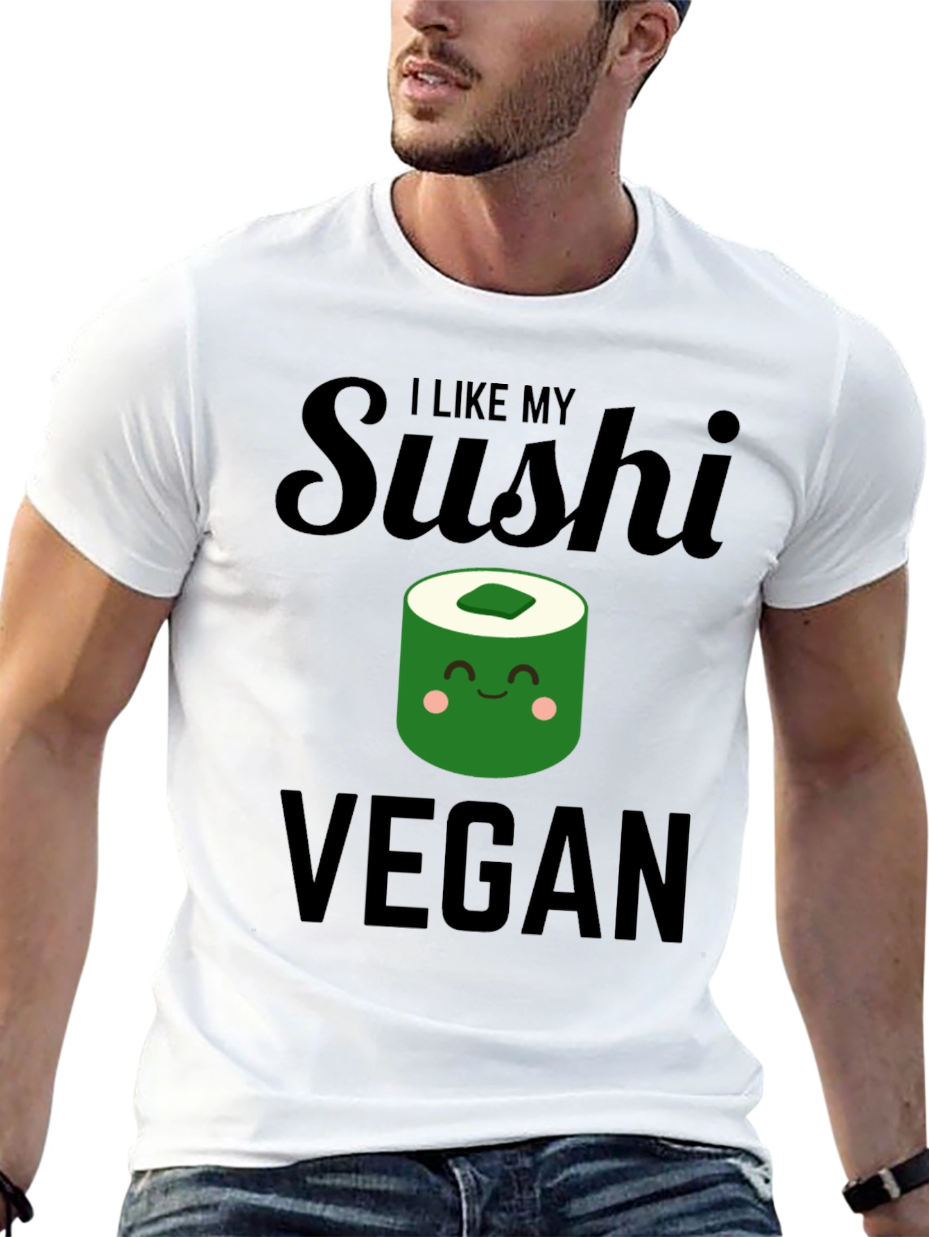 Black Vegan Sushi Graphic T-Shirt - Unisex Casual Tee view 13