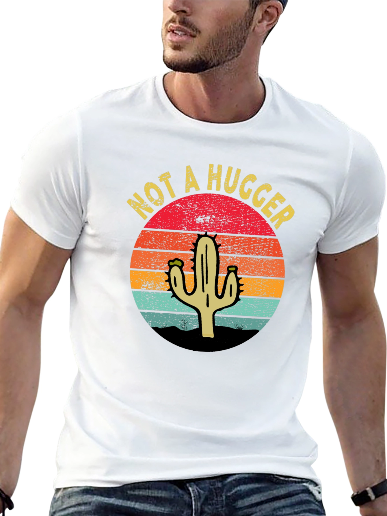 Black Not A Hugger Cactus Graphic T-Shirt - Unisex view 13