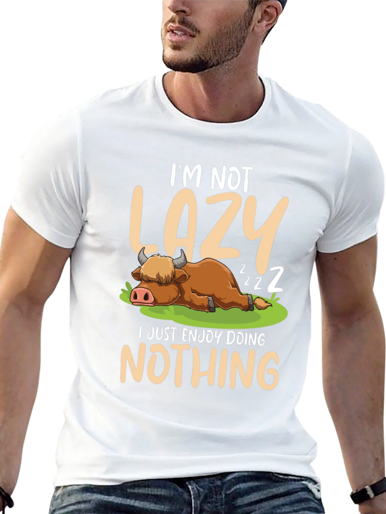 Black Lazy Cow T-Shirt - Enjoy Doing Nothing view 13