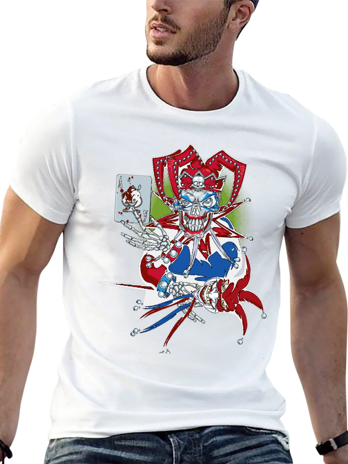 Black Jester Skull Graphic Tee - Men's Black T-Shirt view 13