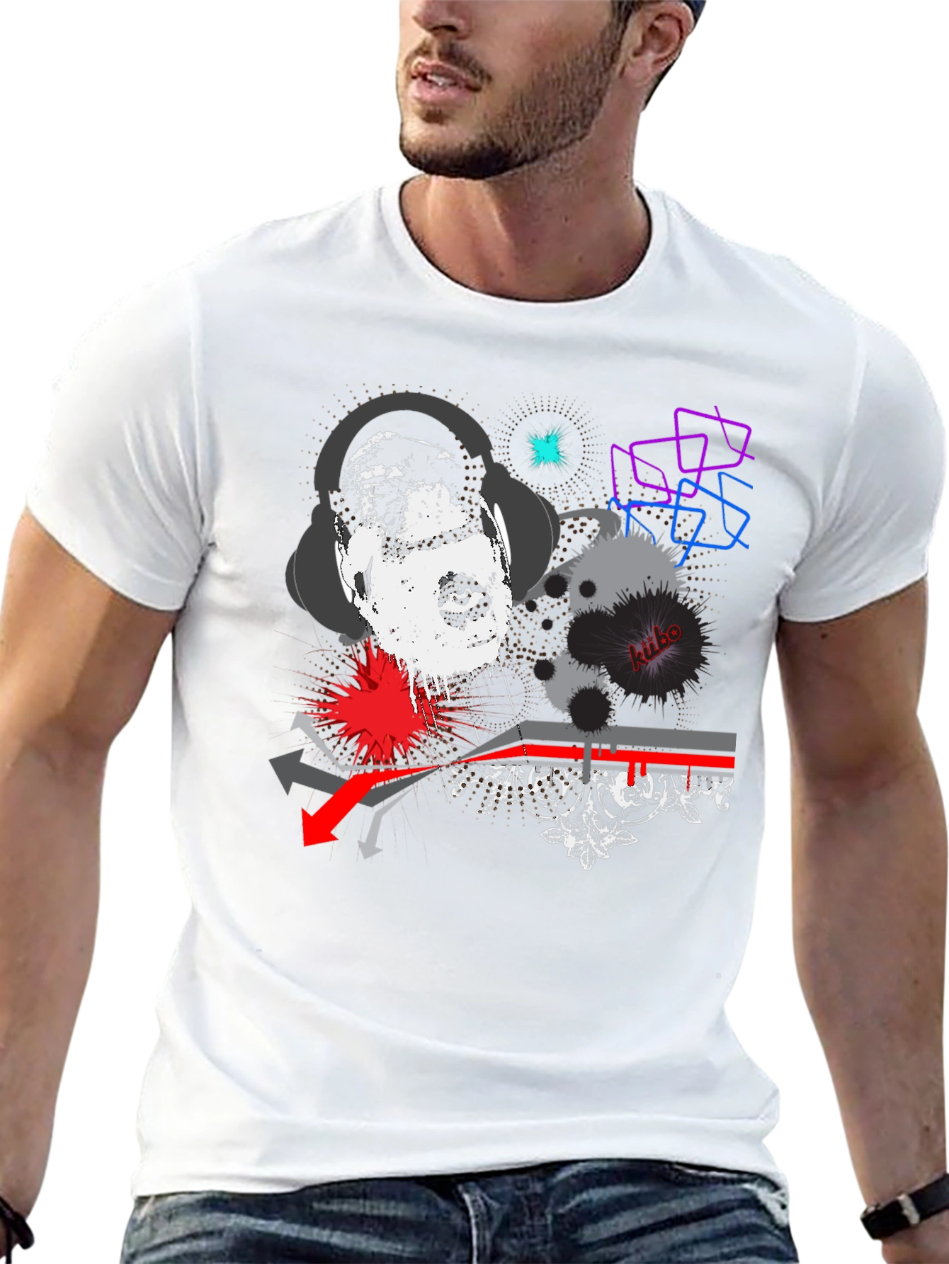 Black Abstract Graphic Print Black T-Shirt view 13