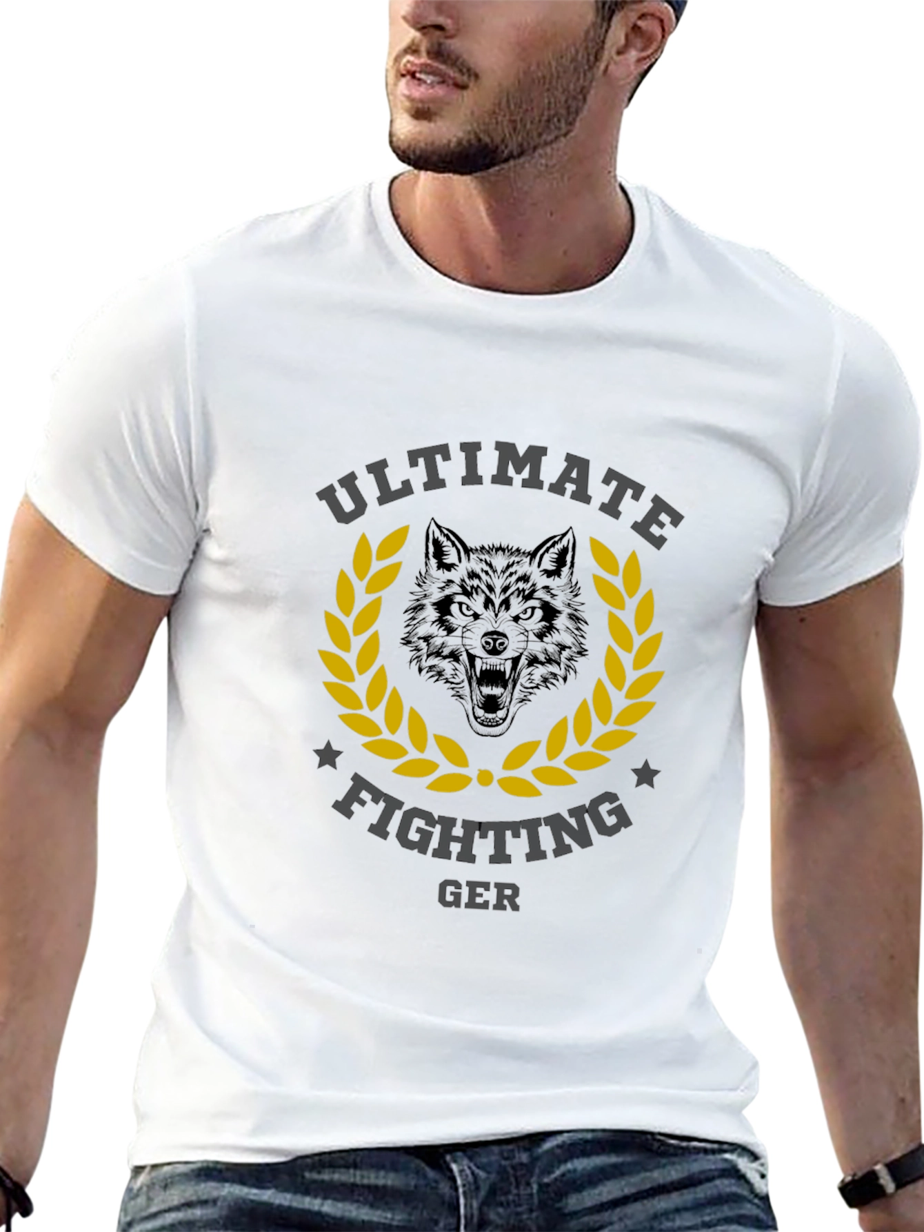 Black Ultimate Fighting GER Wolf Graphic T-Shirt view 13