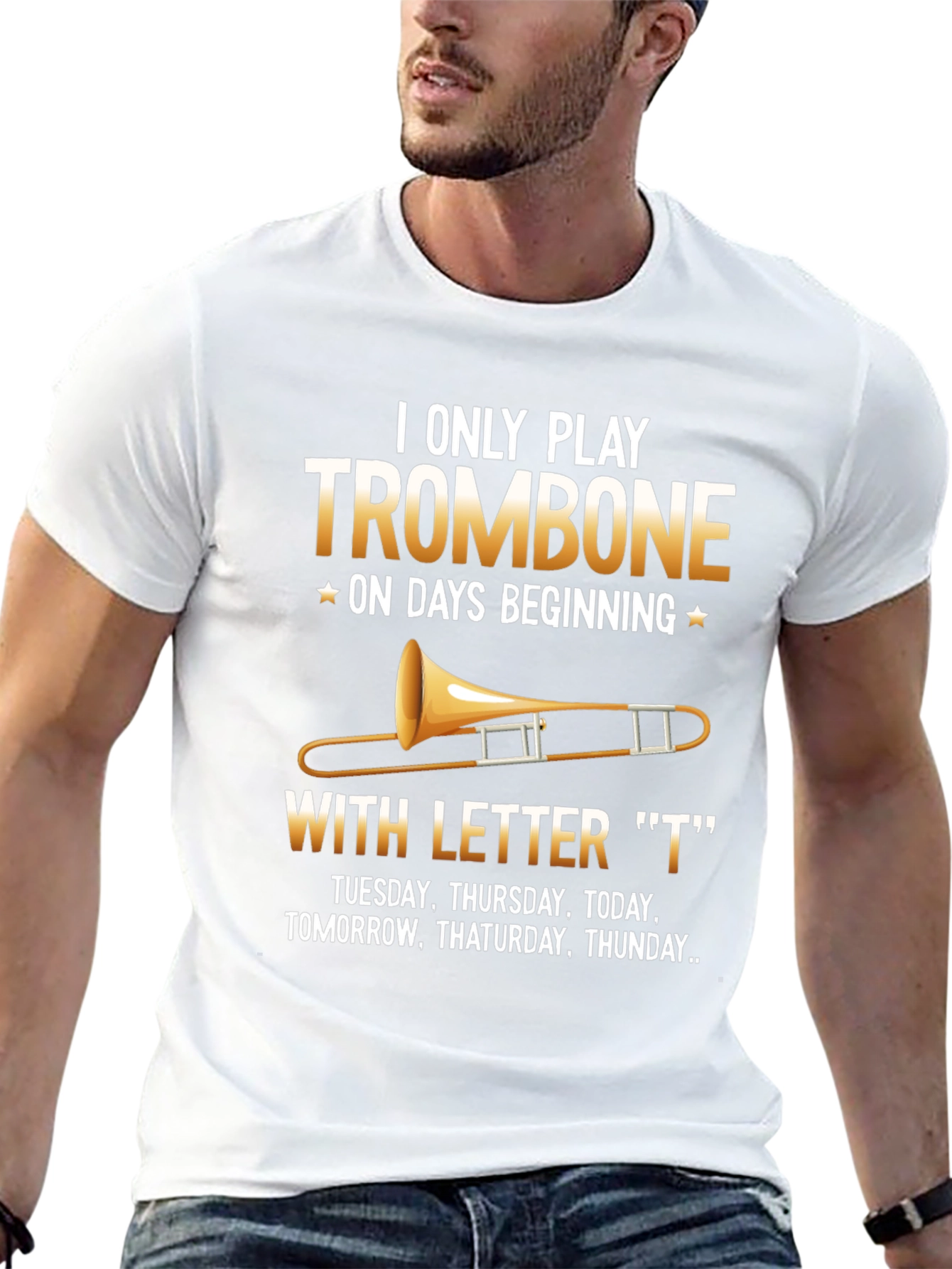 Black Funny Trombone Player T-Shirt view 13