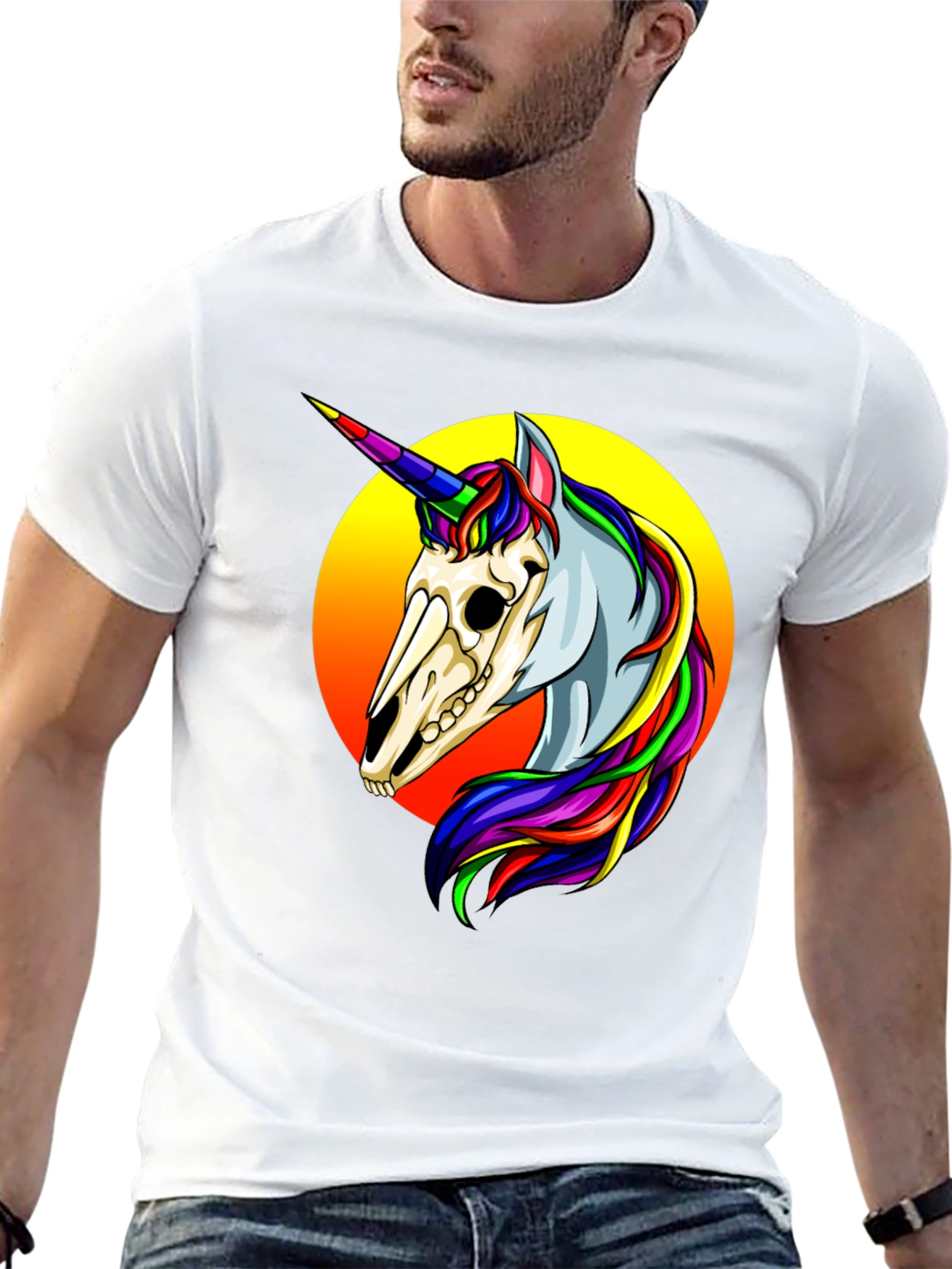 Black Unicorn Skull Graphic Tee - Black view 13