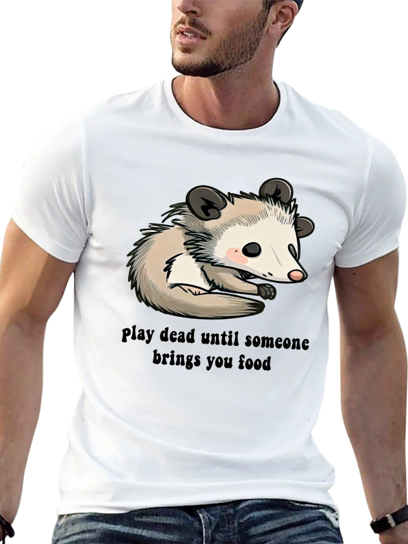 Black Opossum Play Dead Graphic Tee - Funny Animal Shirt view 13