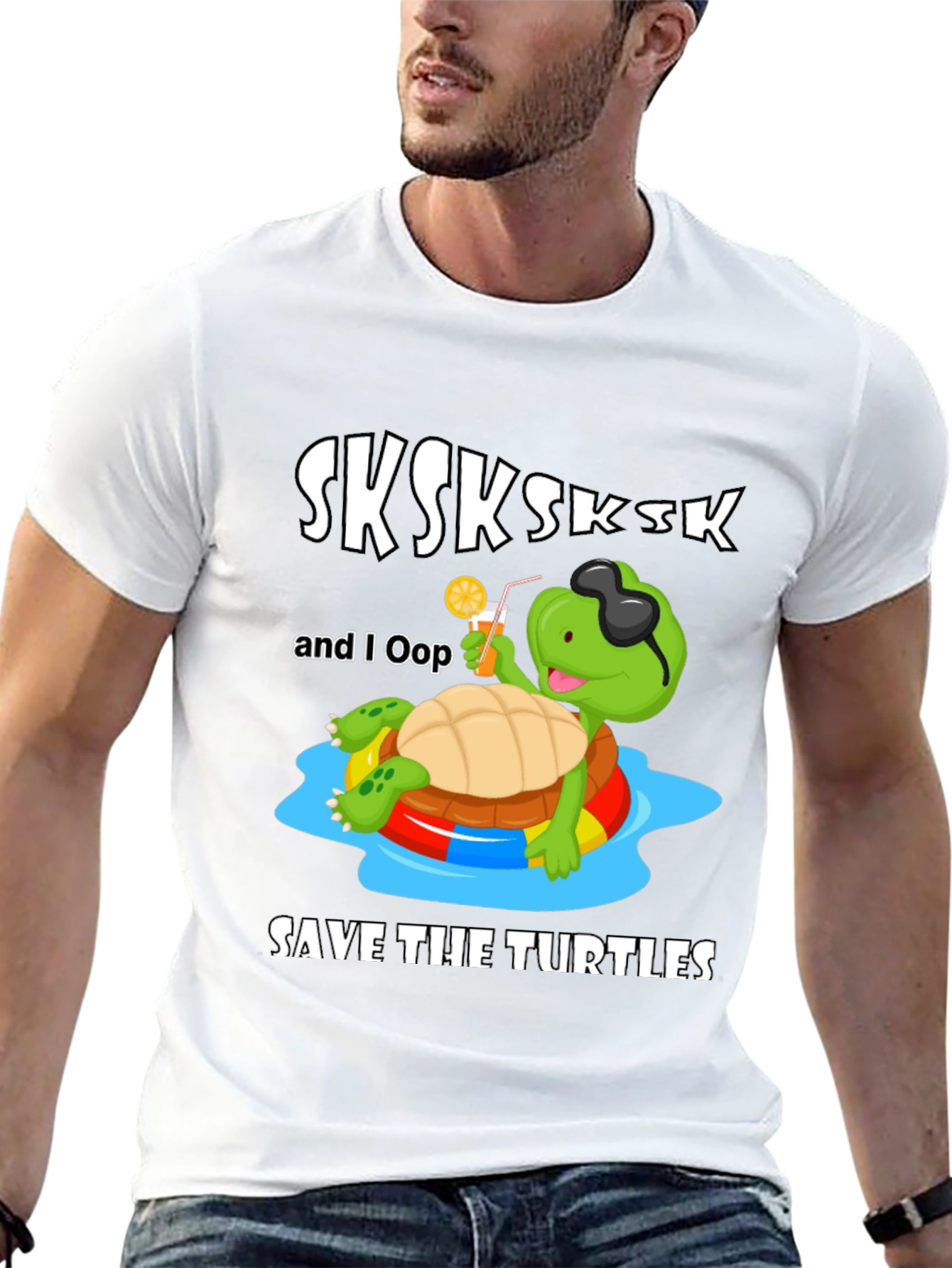 Black Save The Turtles T-Shirt, SKSKSK and I Oop Turtle view 13
