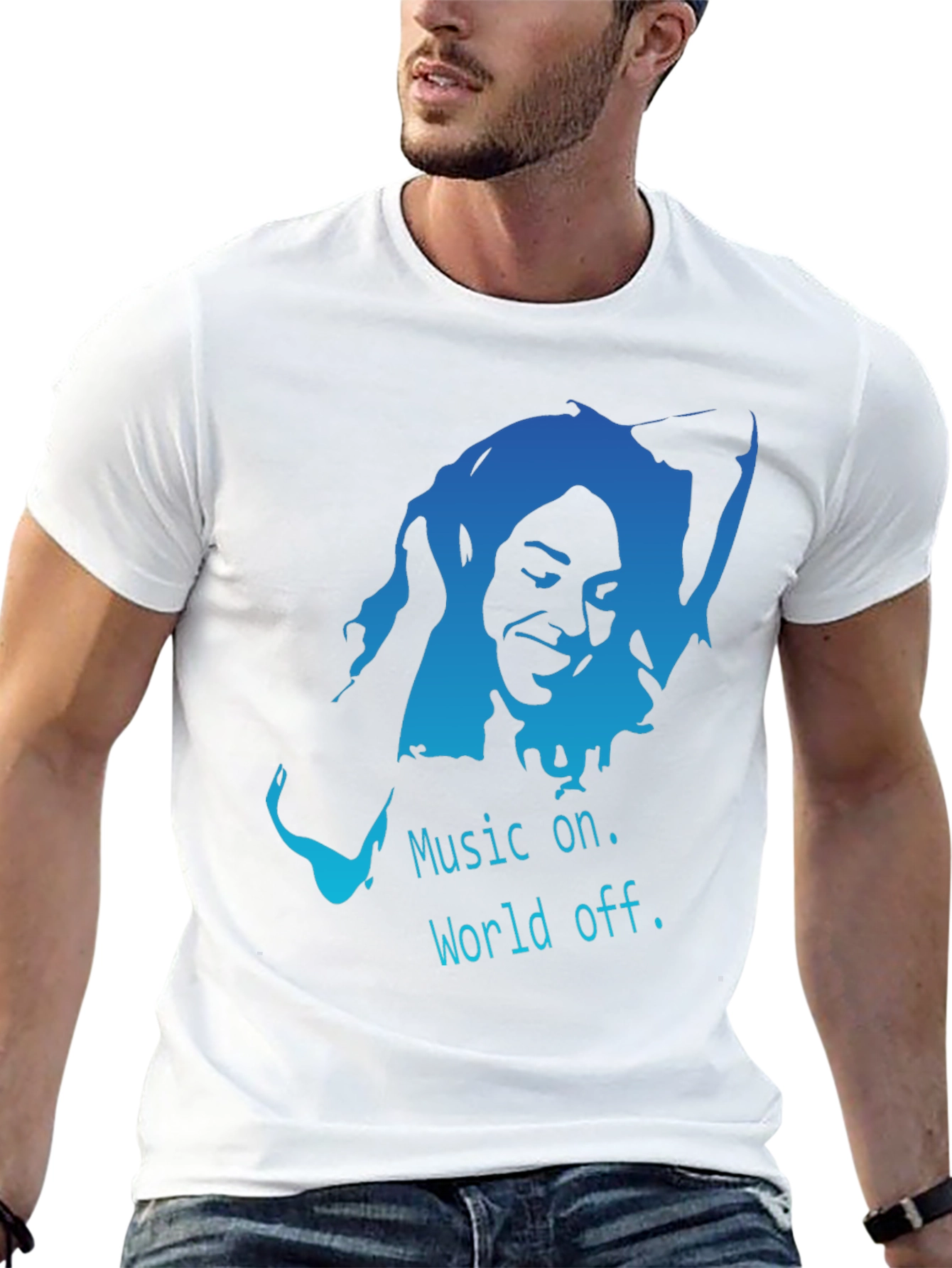Black Music On World Off Black T-Shirt view 13