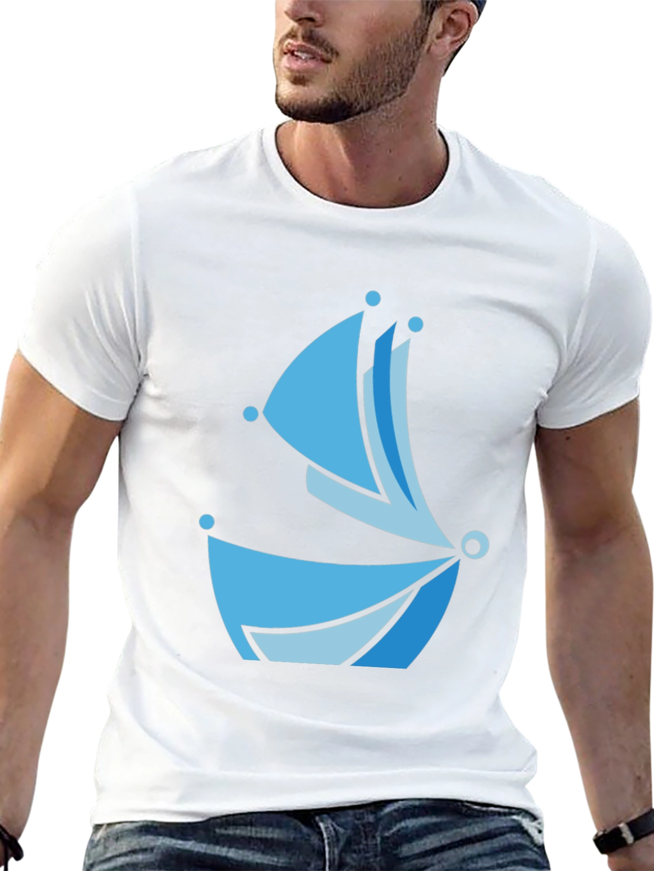Black Blue Boat Graphic Tee - Modern Style view 13