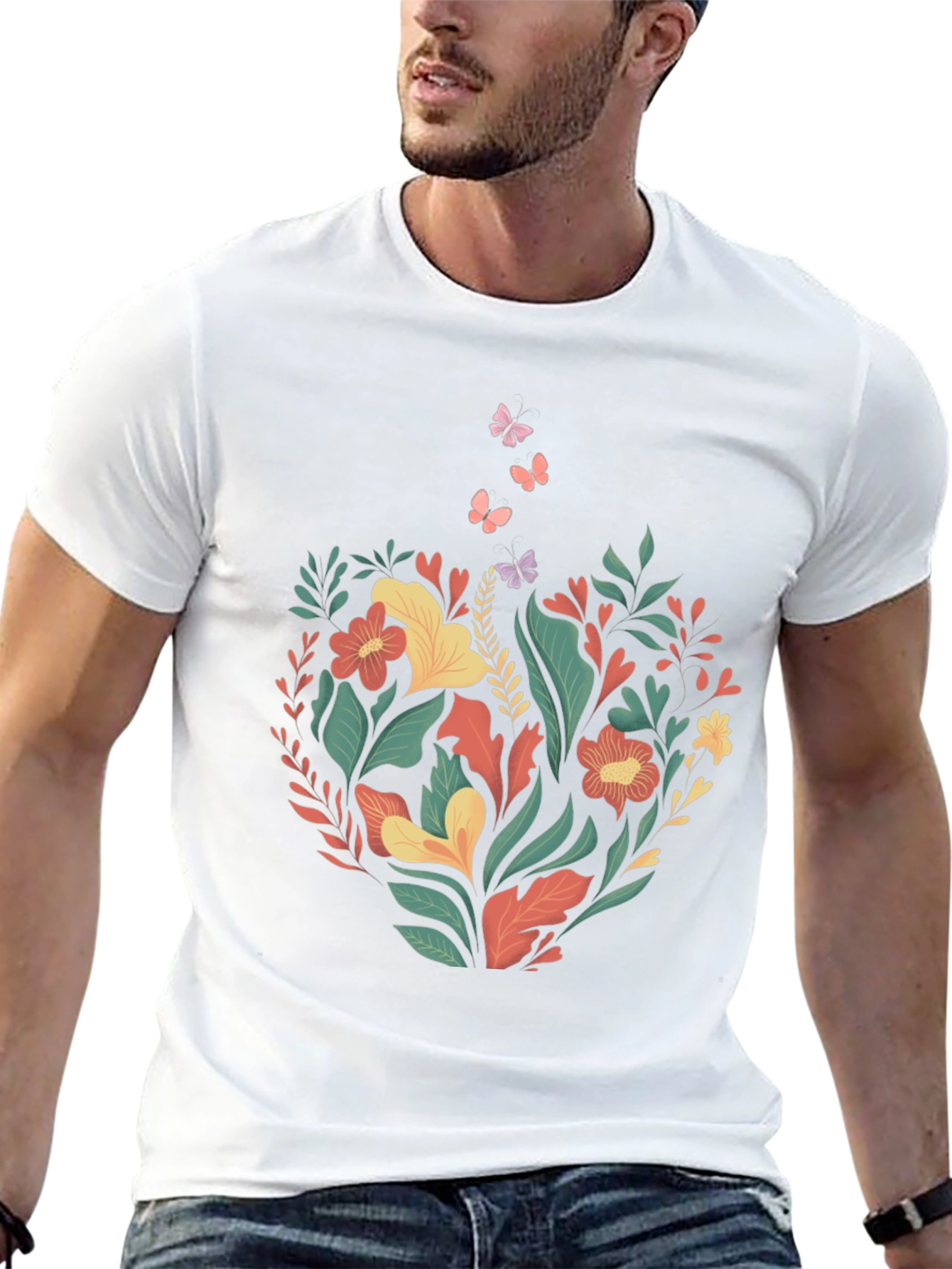 Black Floral Coffee Cup T-Shirt - Nature Lover Tee view 13