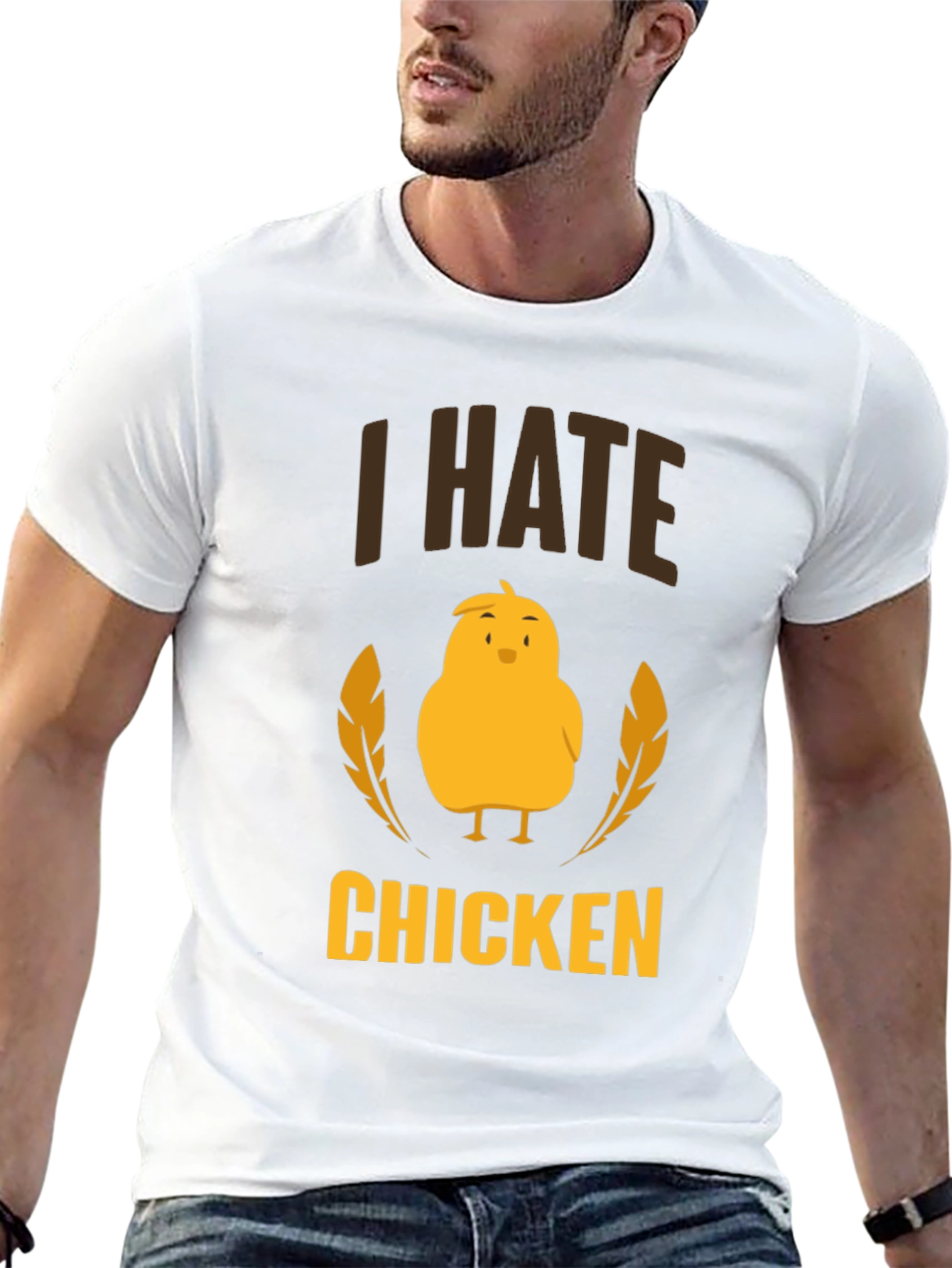 Black I Hate Chicken T-Shirt - Funny Graphic Tee view 13