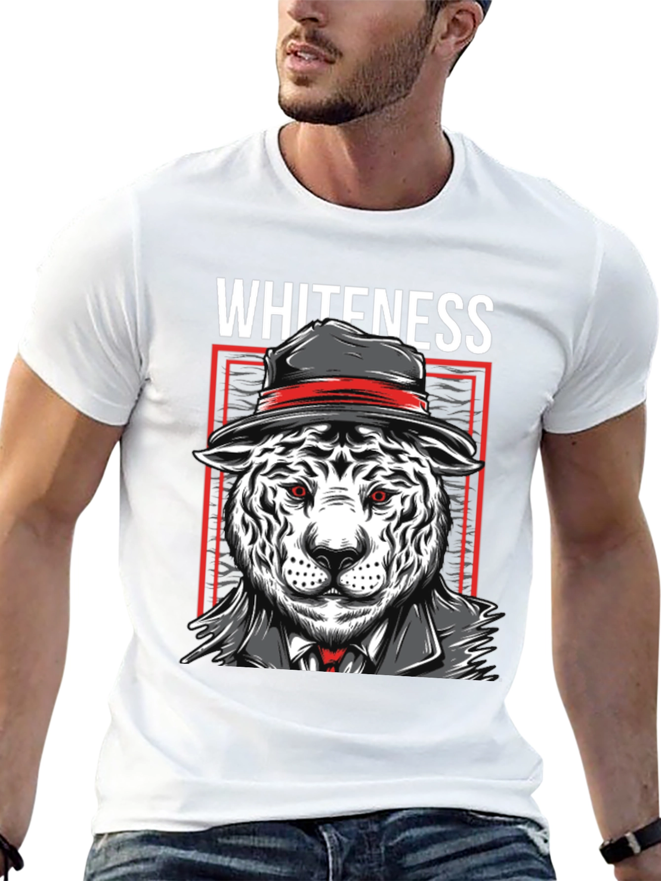 Black Whiteness Tiger Graphic T-Shirt view 13