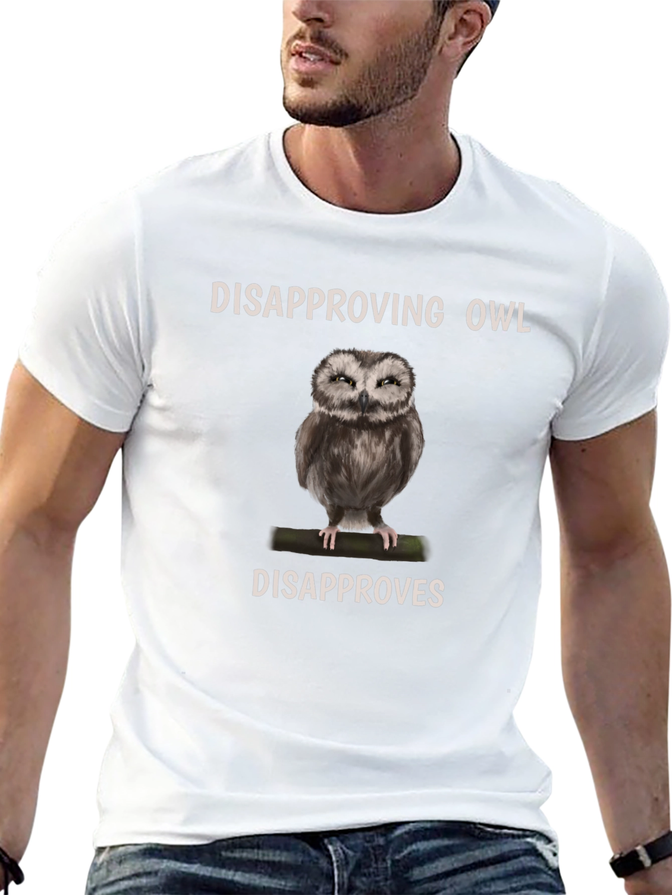 Black Disapproving Owl Graphic Tee - Unisex Cotton Blend view 13