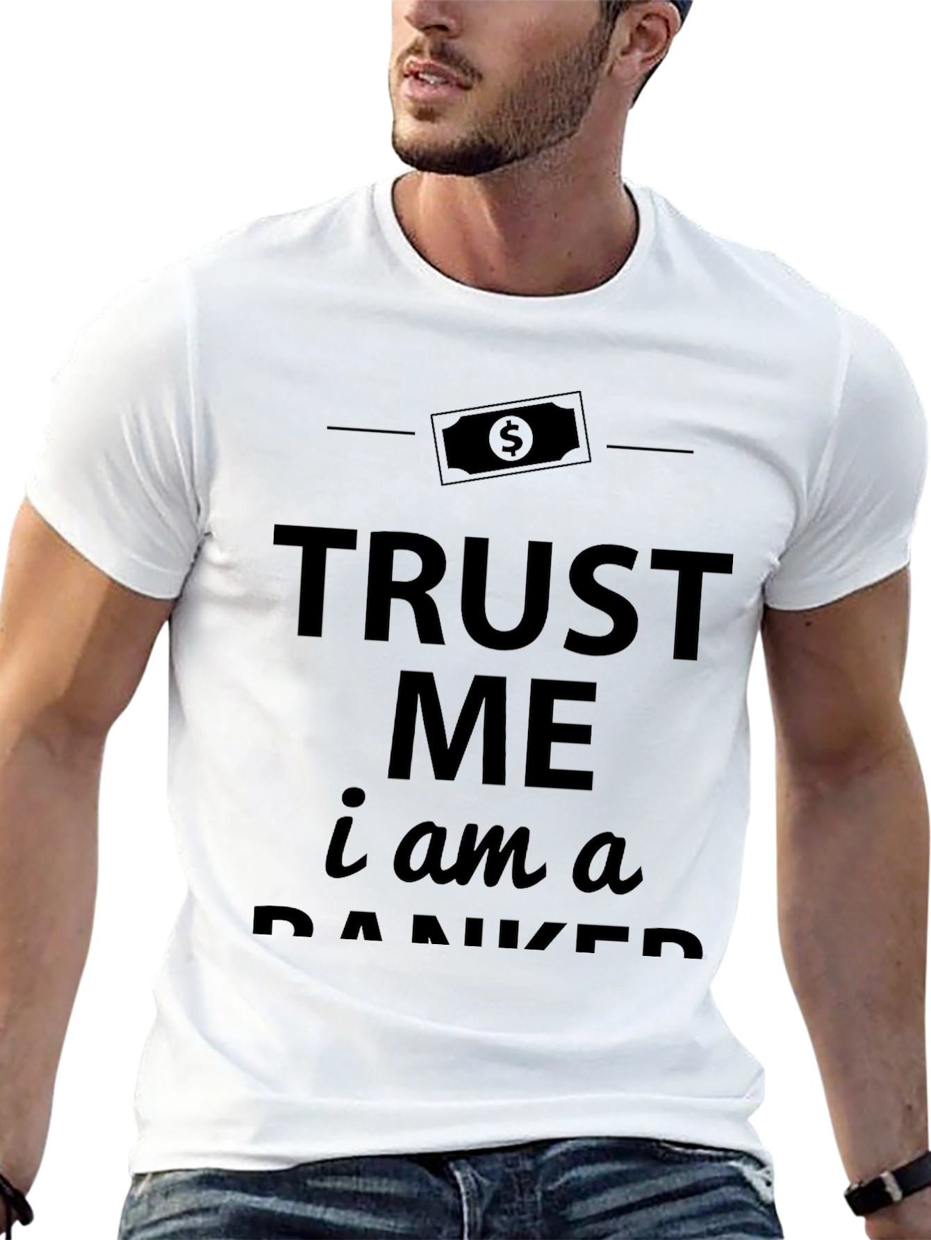 Black Trust Me Banker T-Shirt - Black Short Sleeve Crew Neck view 13
