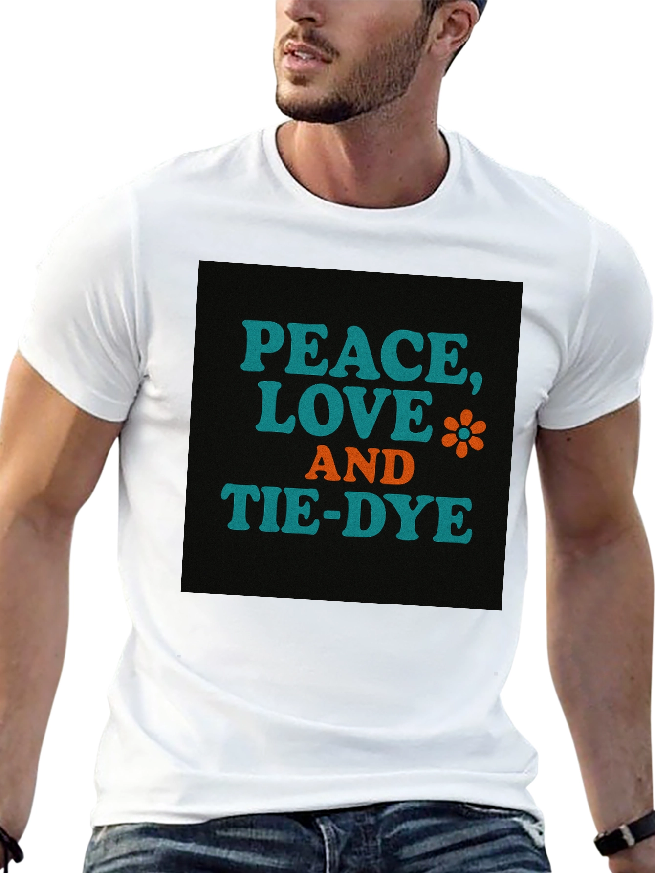 Black Peace, Love, and Tie-Dye Graphic T-Shirt view 13
