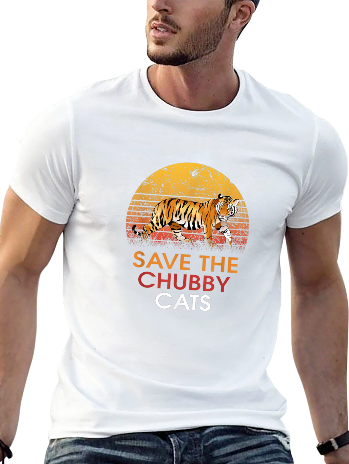 Black Save the Chubby Cats T-Shirt Tiger Graphic Tee view 13