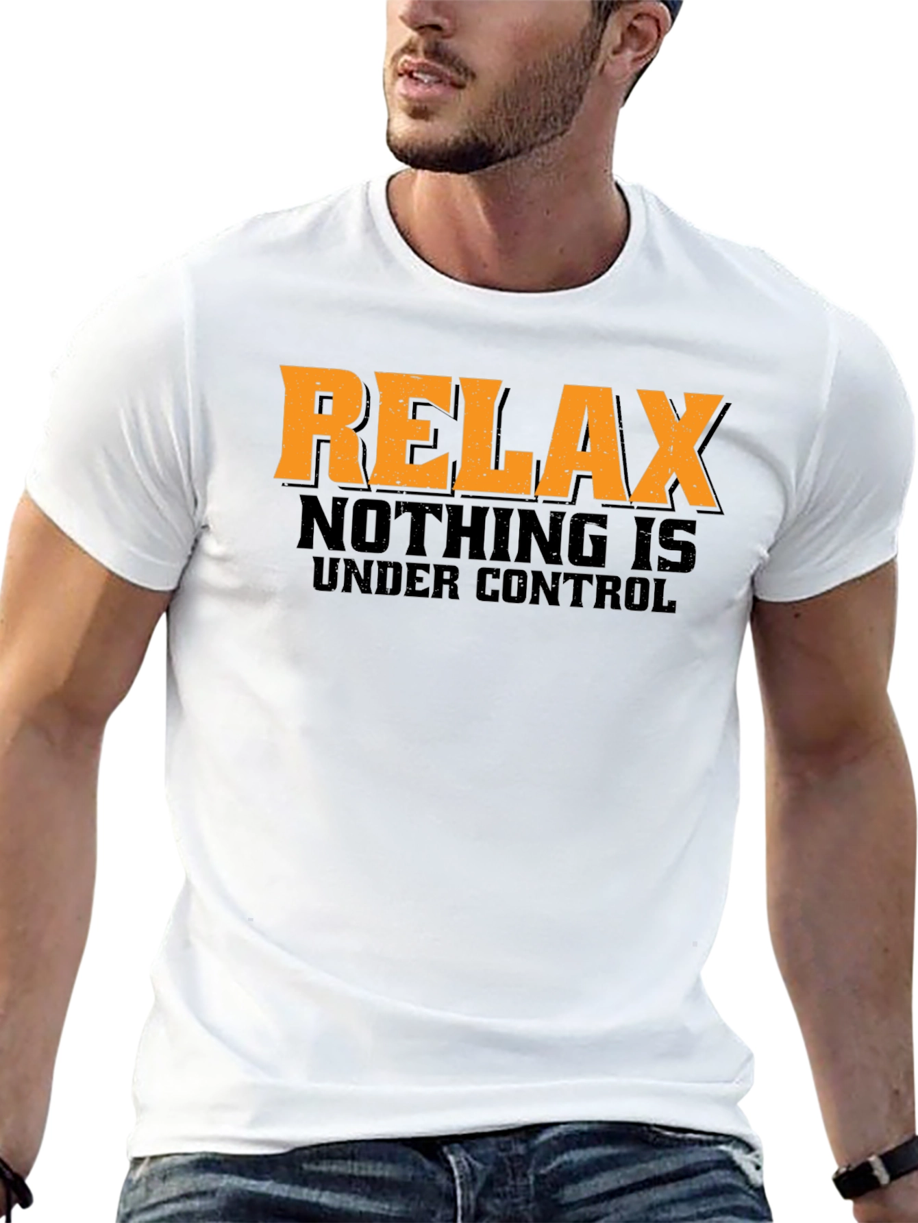 Black Relax Nothing is Under Control Graphic T-Shirt view 13