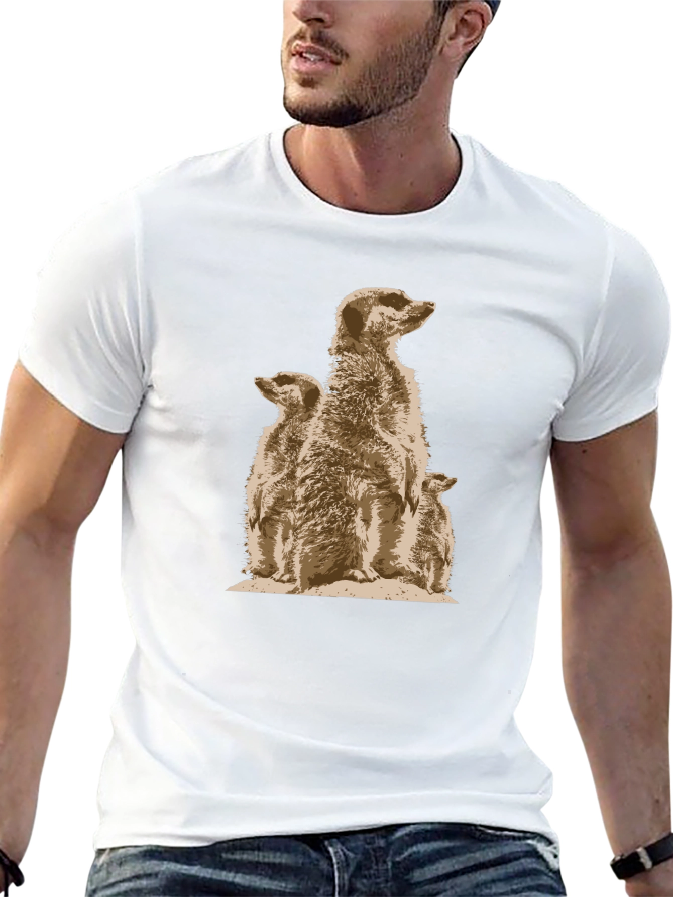 Black Meerkat Family Graphic Tee - Unique Animal Design view 13