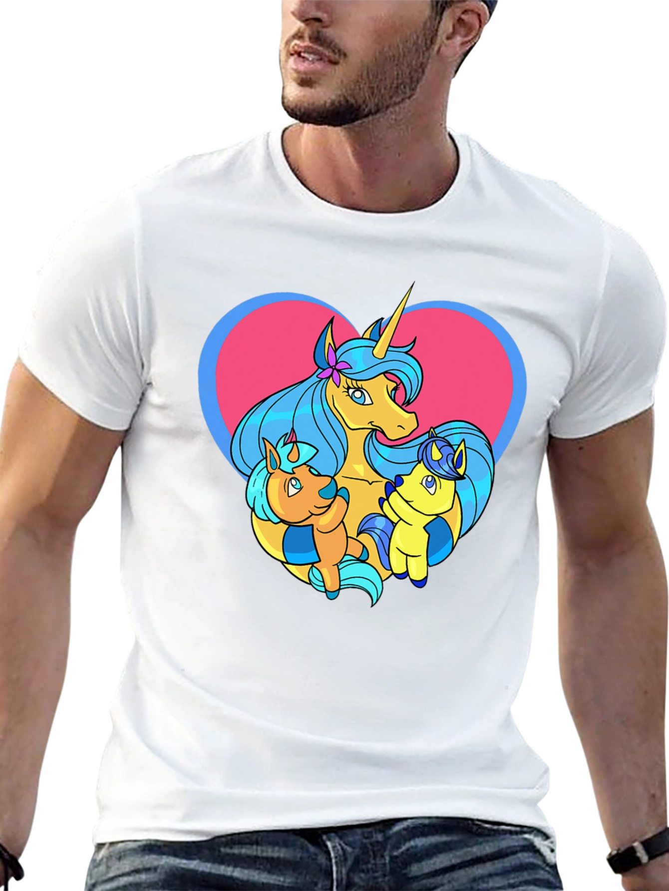 Black Unicorn Family Graphic Tee - Cute Cartoon T-Shirt view 13