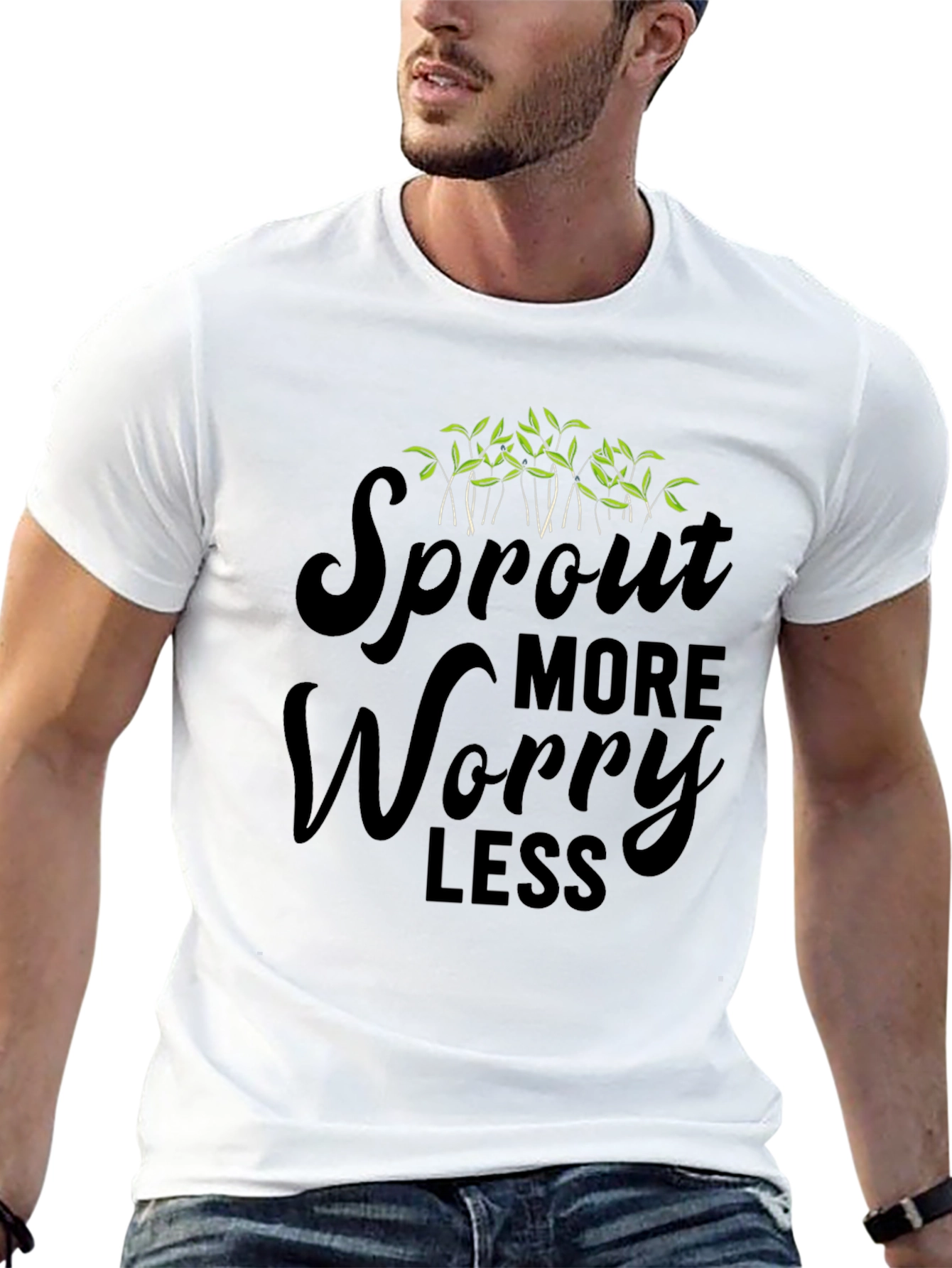 Black Sprout More Worry Less Black T-Shirt view 13