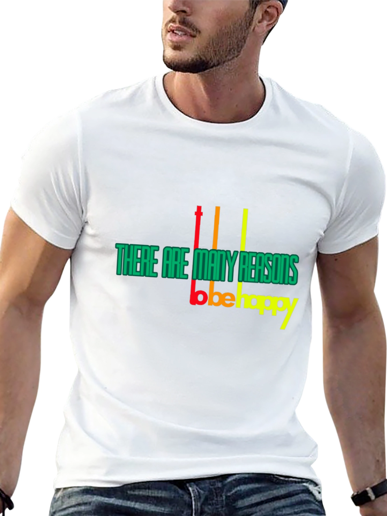 Black Reasons to Be Happy Graphic T-Shirt view 13