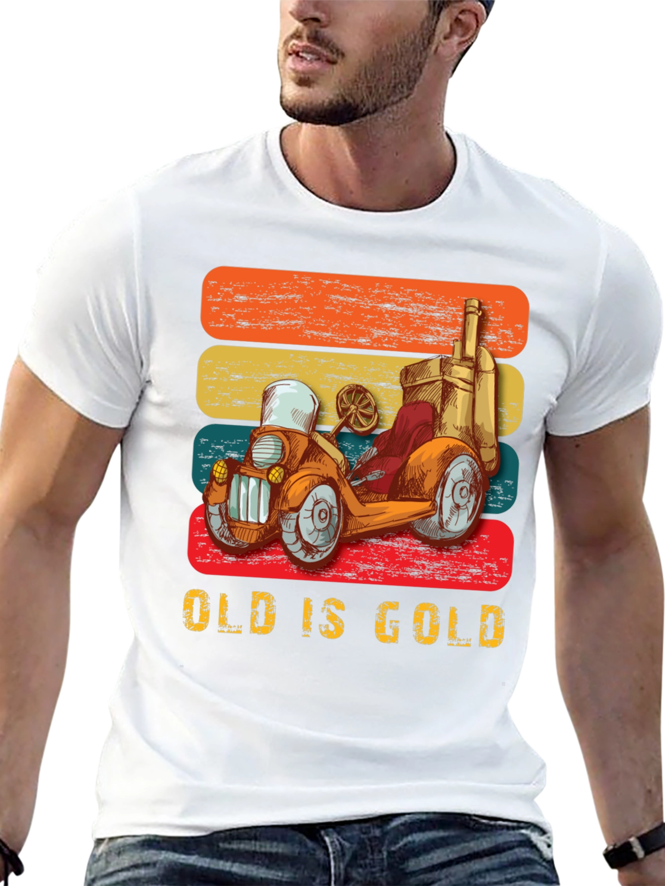 Black Vintage Car Graphic T-Shirt - Old is Gold view 13