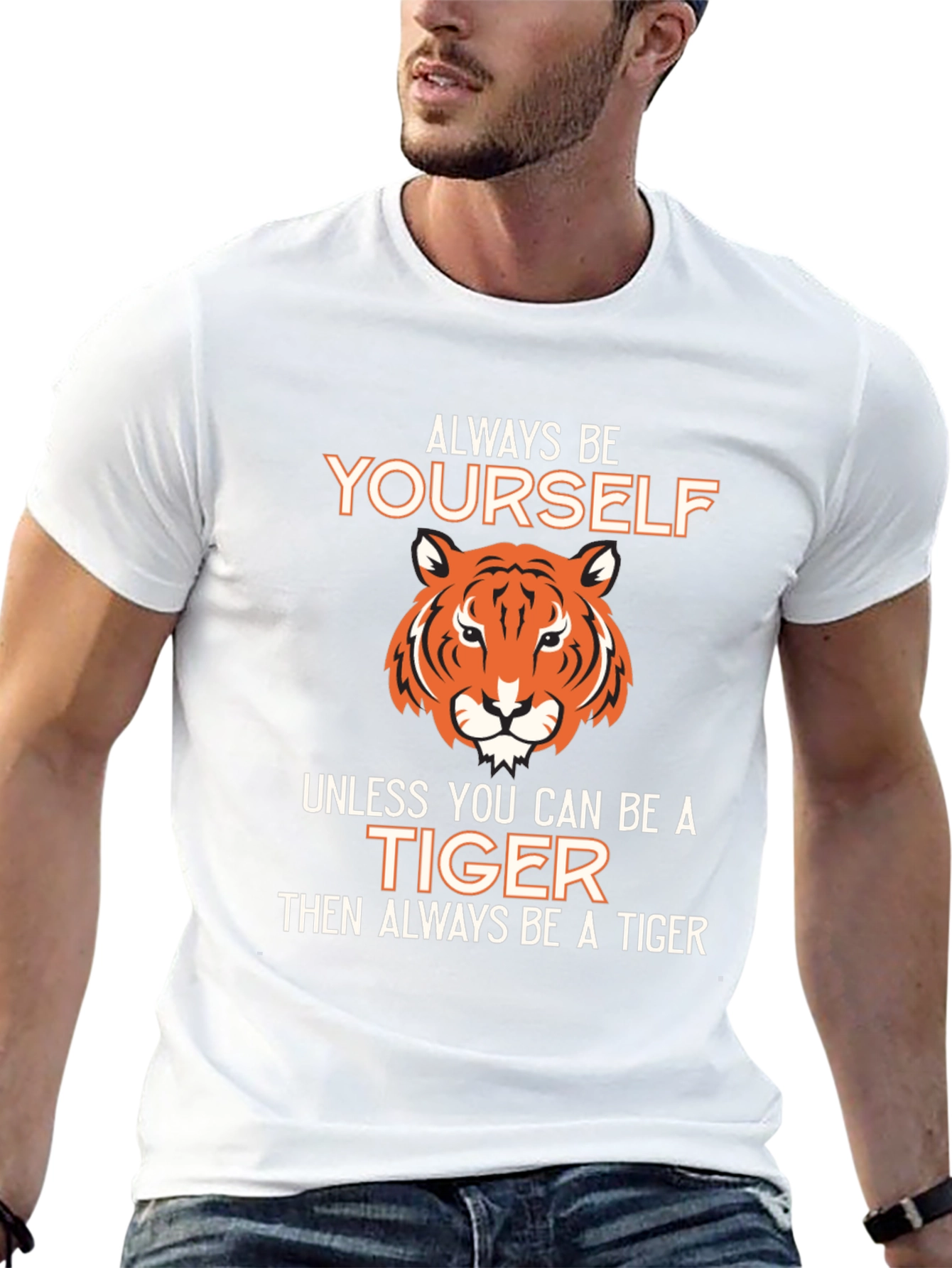 Black Be Yourself Unless You Can Be A Tiger T-Shirt view 13