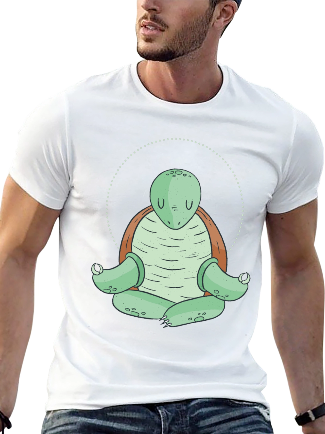 Black Zen Turtle Meditation T-Shirt - Relaxed Fit view 13
