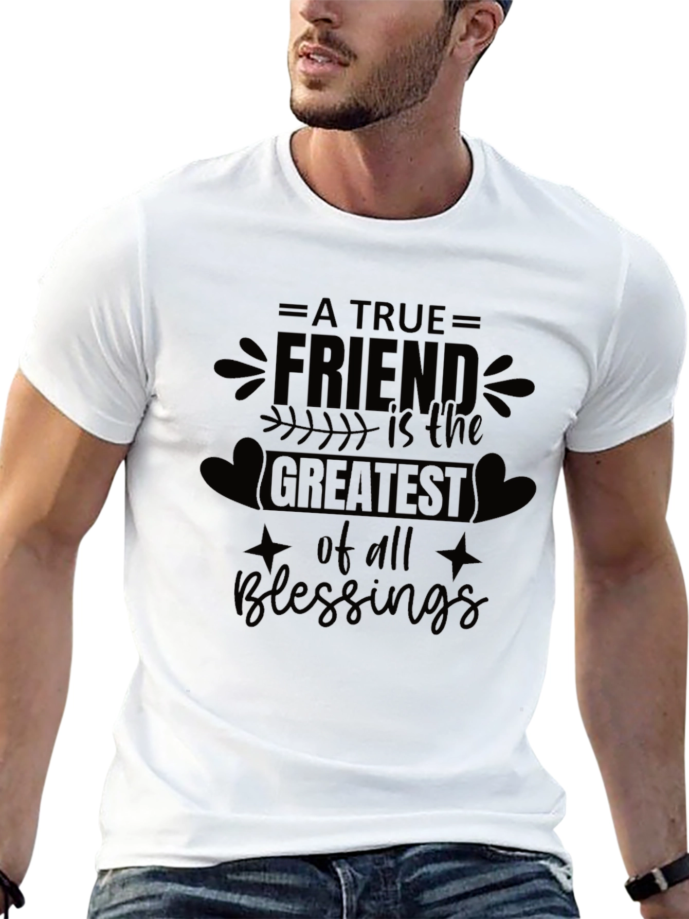 Black A True Friend Blessings Graphic Tee - Black view 13