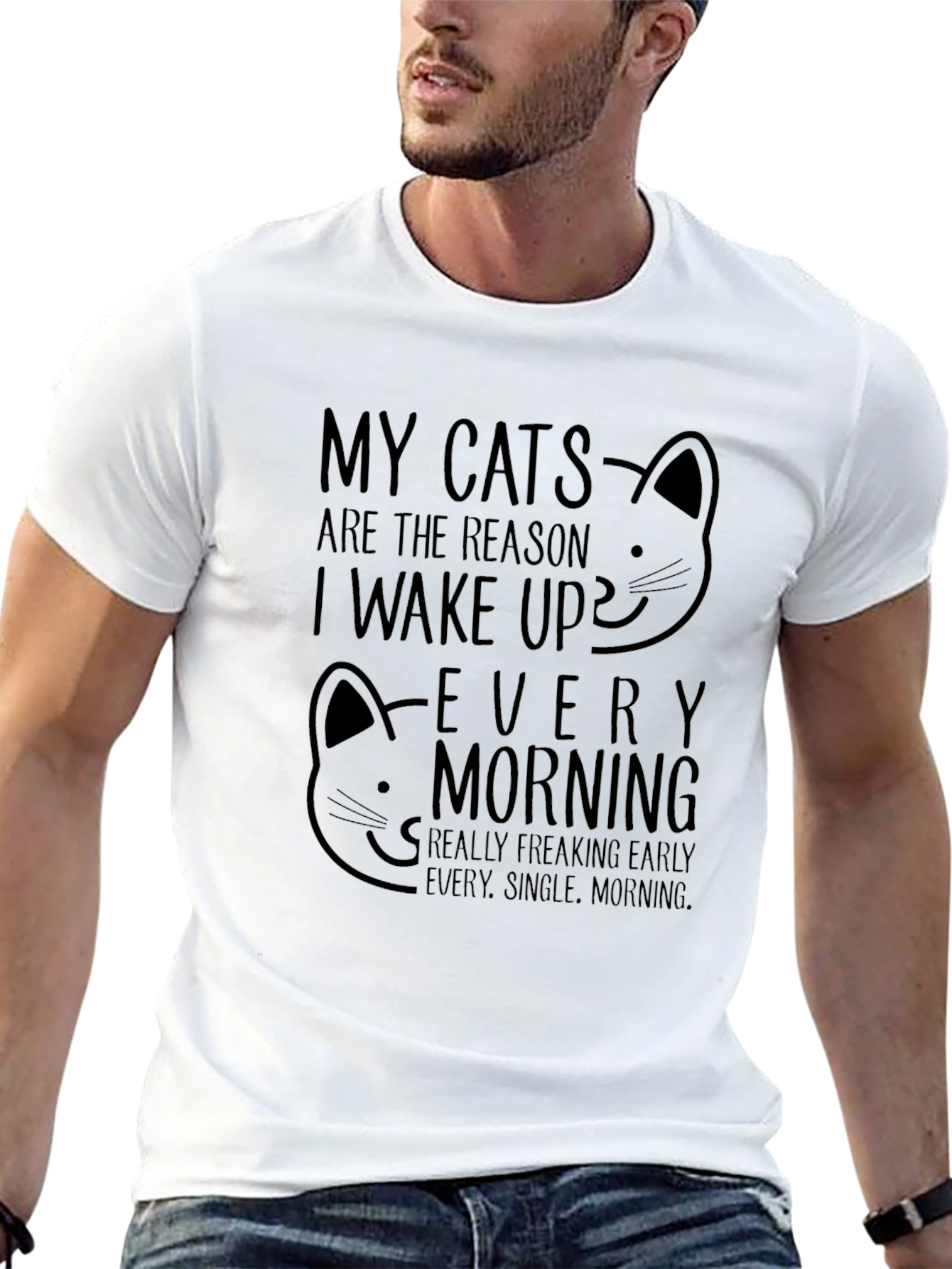 Black My Cats Reason Wake Up T-Shirt view 13