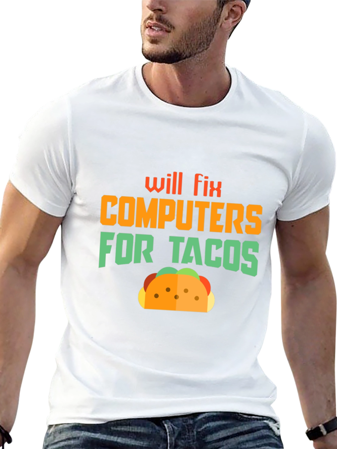 Black Will Fix Computers For Tacos Graphic Tee view 13