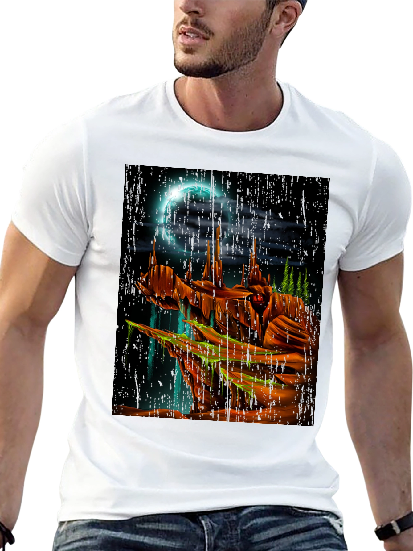 Black Mystic Landscape Graphic T-Shirt - Black view 13
