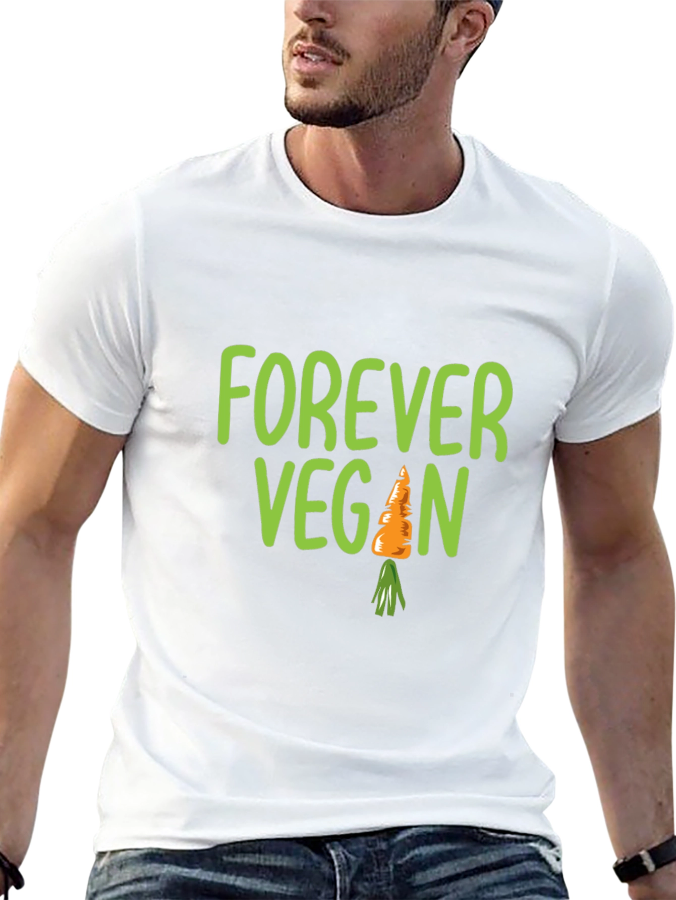 Black Forever Vegan Carrot T-Shirt - Unisex Black Tee view 13