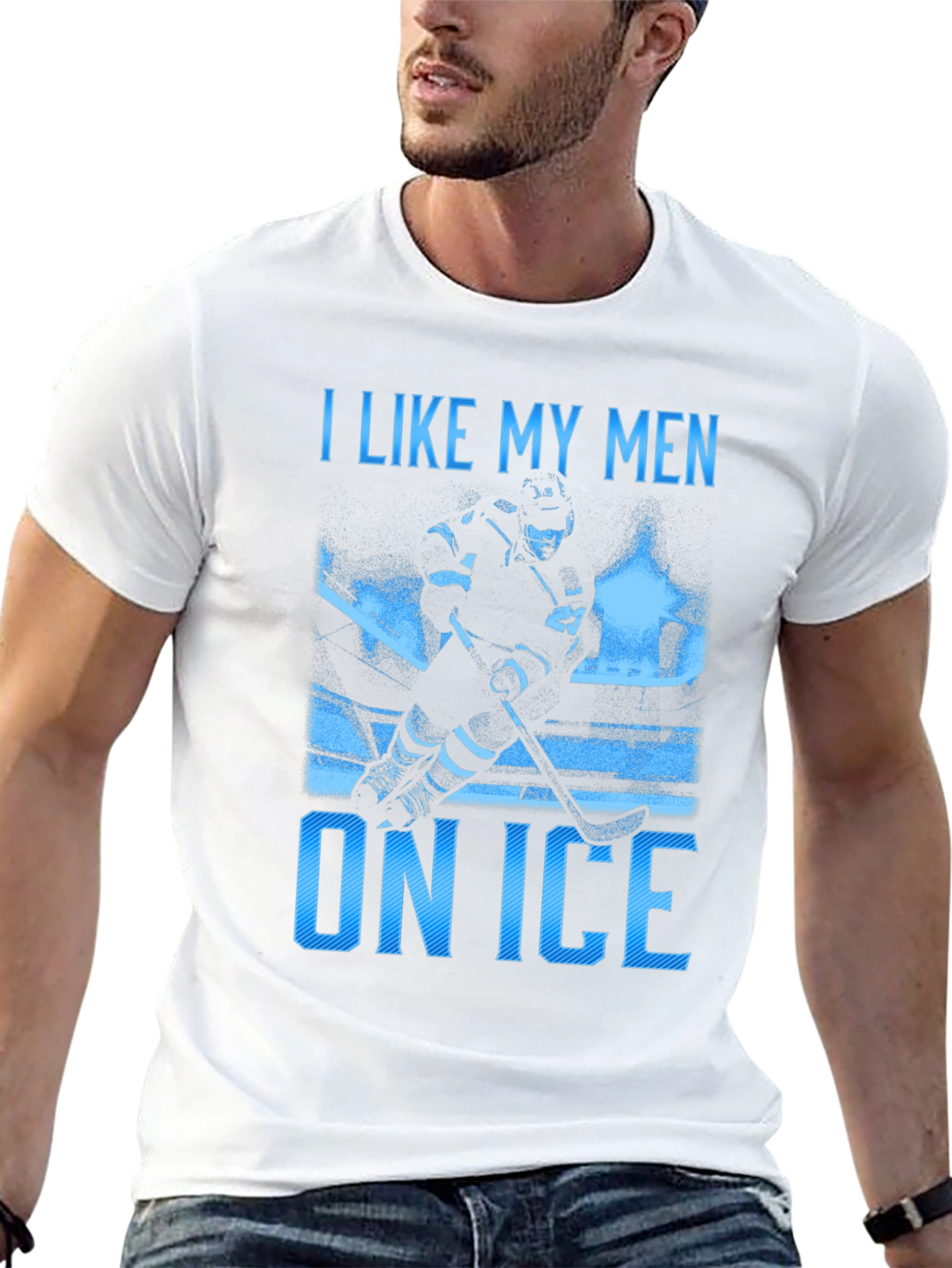 Black I Like My Men on Ice T-Shirt view 13