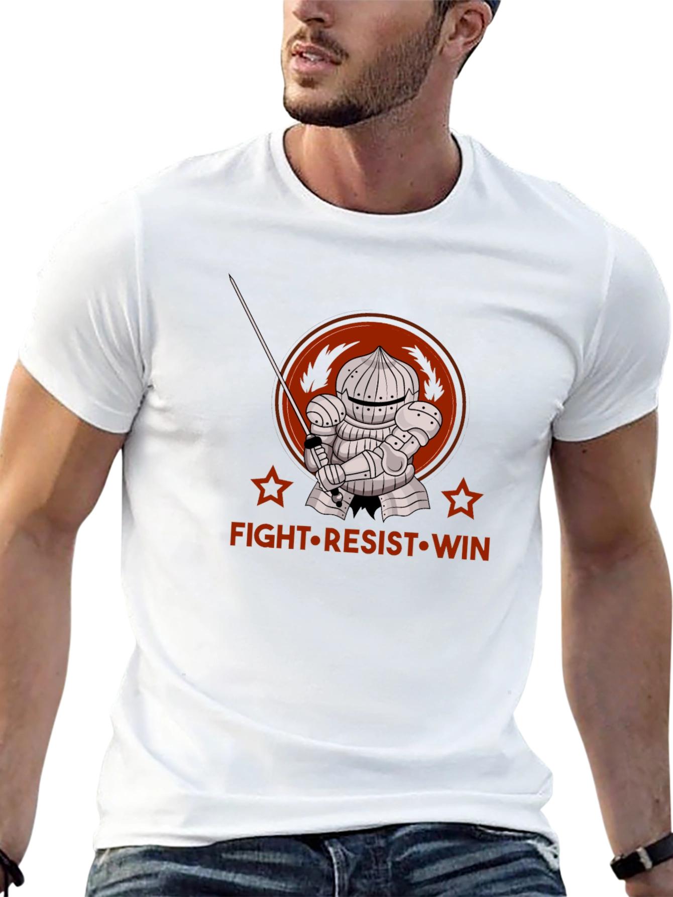 Black Fight Resist Win Knight Graphic Tee - Black view 13