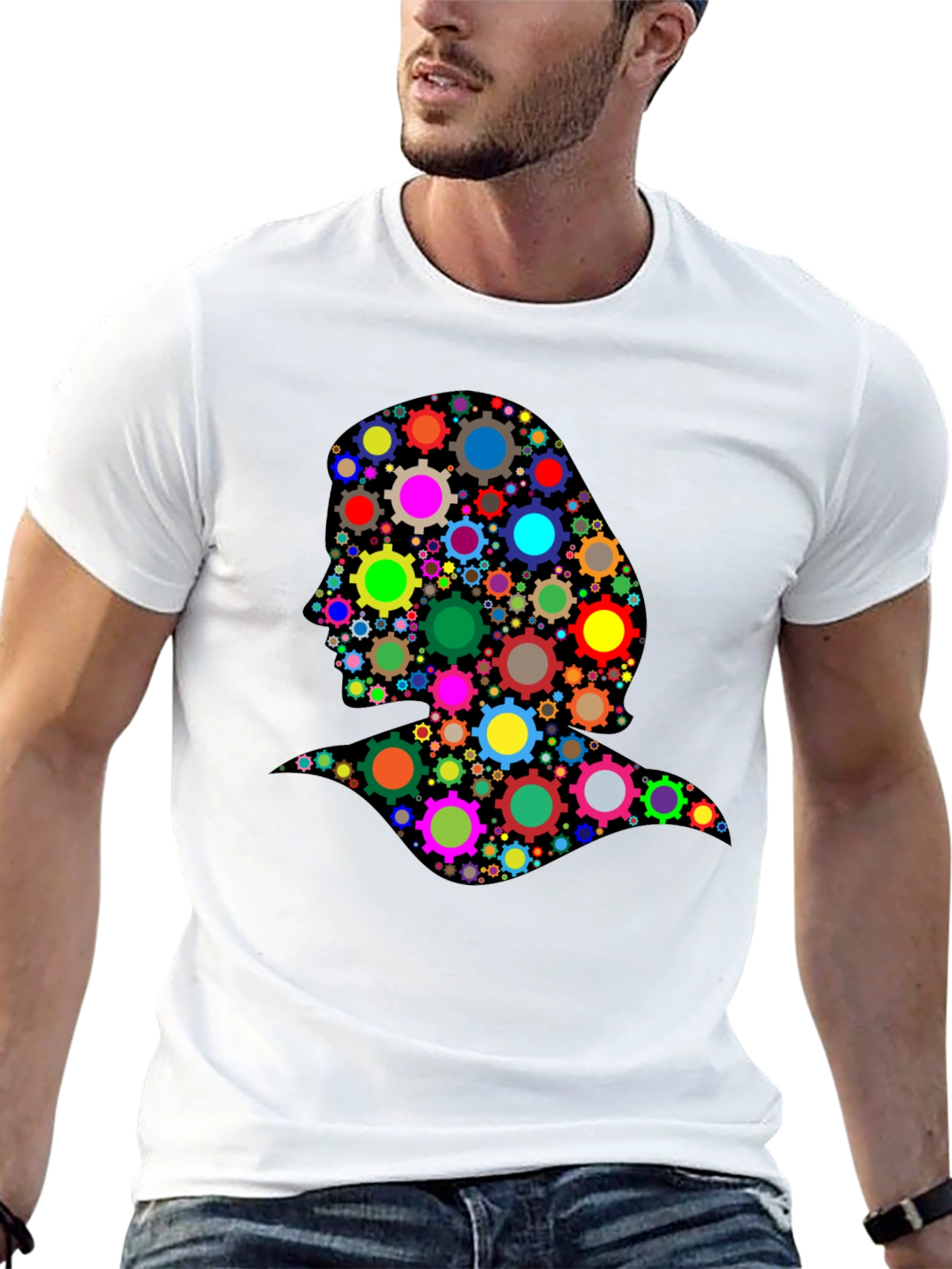 Black Abstract Woman T-Shirt - Colorful Gear Design view 13