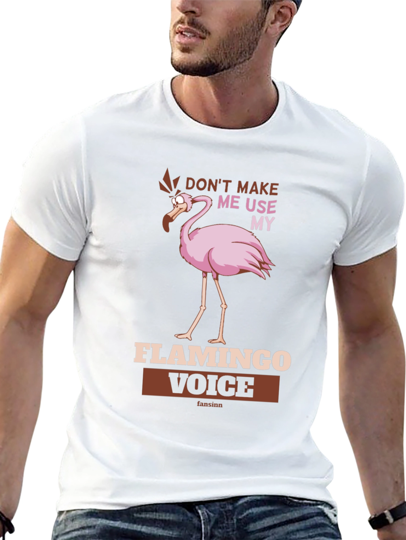 Black Funny Flamingo Voice T-Shirt - Don't Make Me Use My view 13