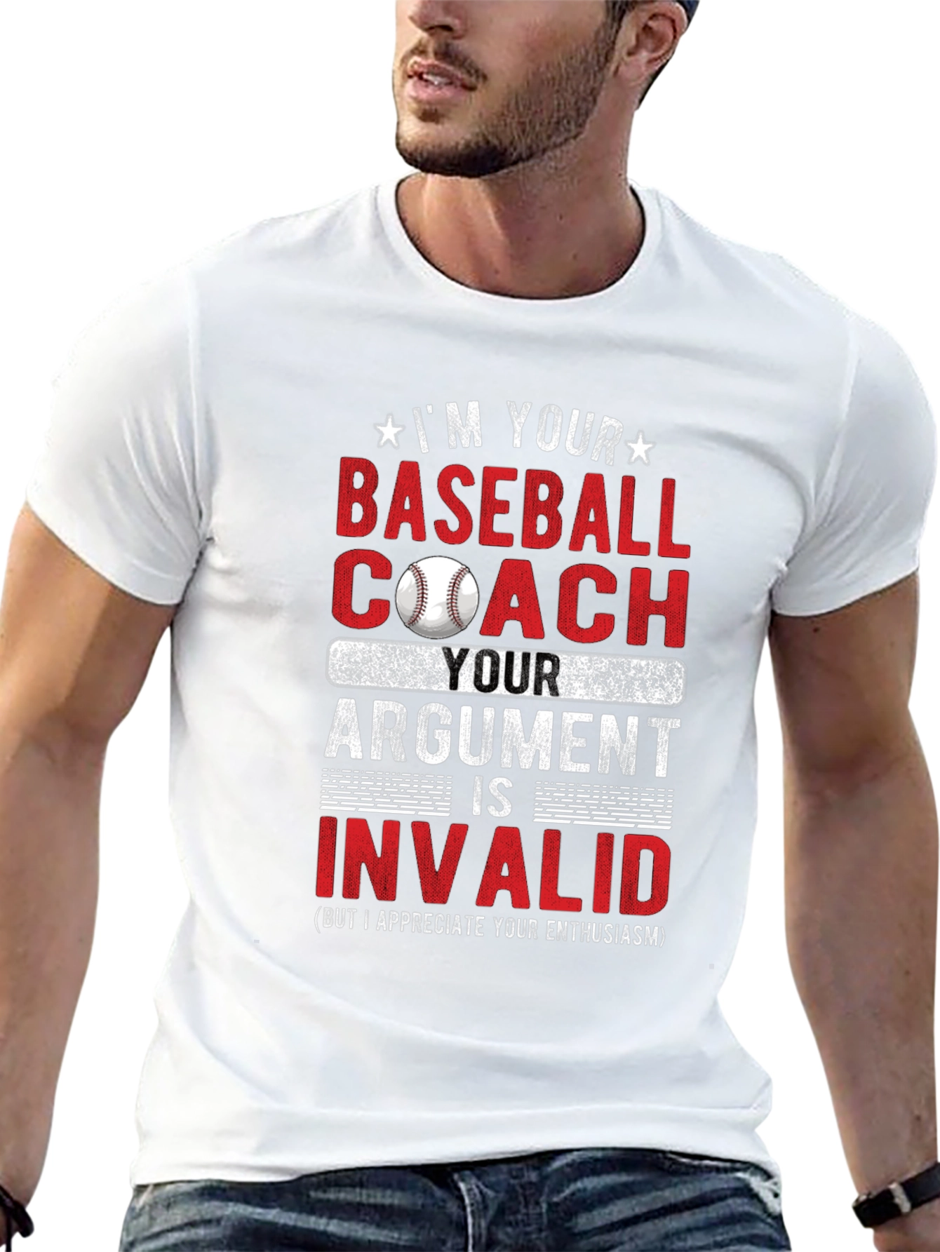 Black Baseball Coach T-Shirt - Argument is Invalid view 13